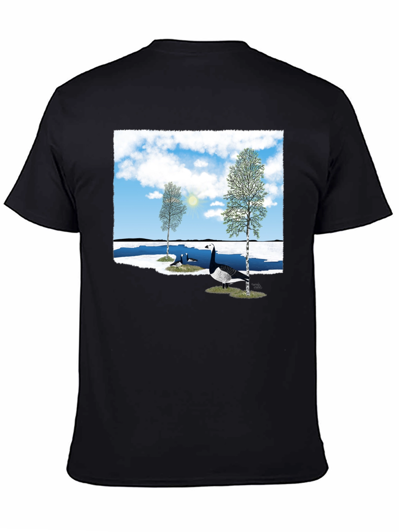 Black Goose Lake T-Shirt - Nature Graphic Tee view 4