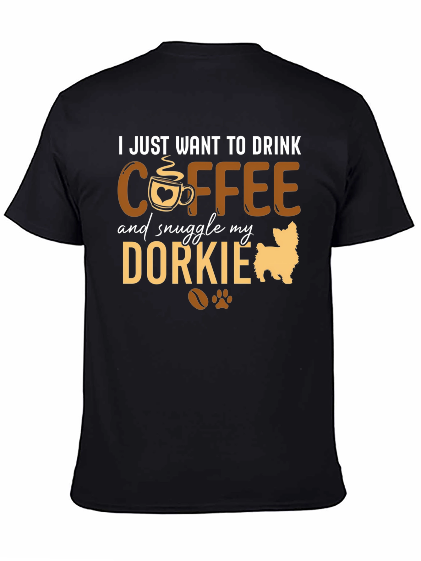 Black Coffee & Dorkie Dog Lover T-Shirt view 4