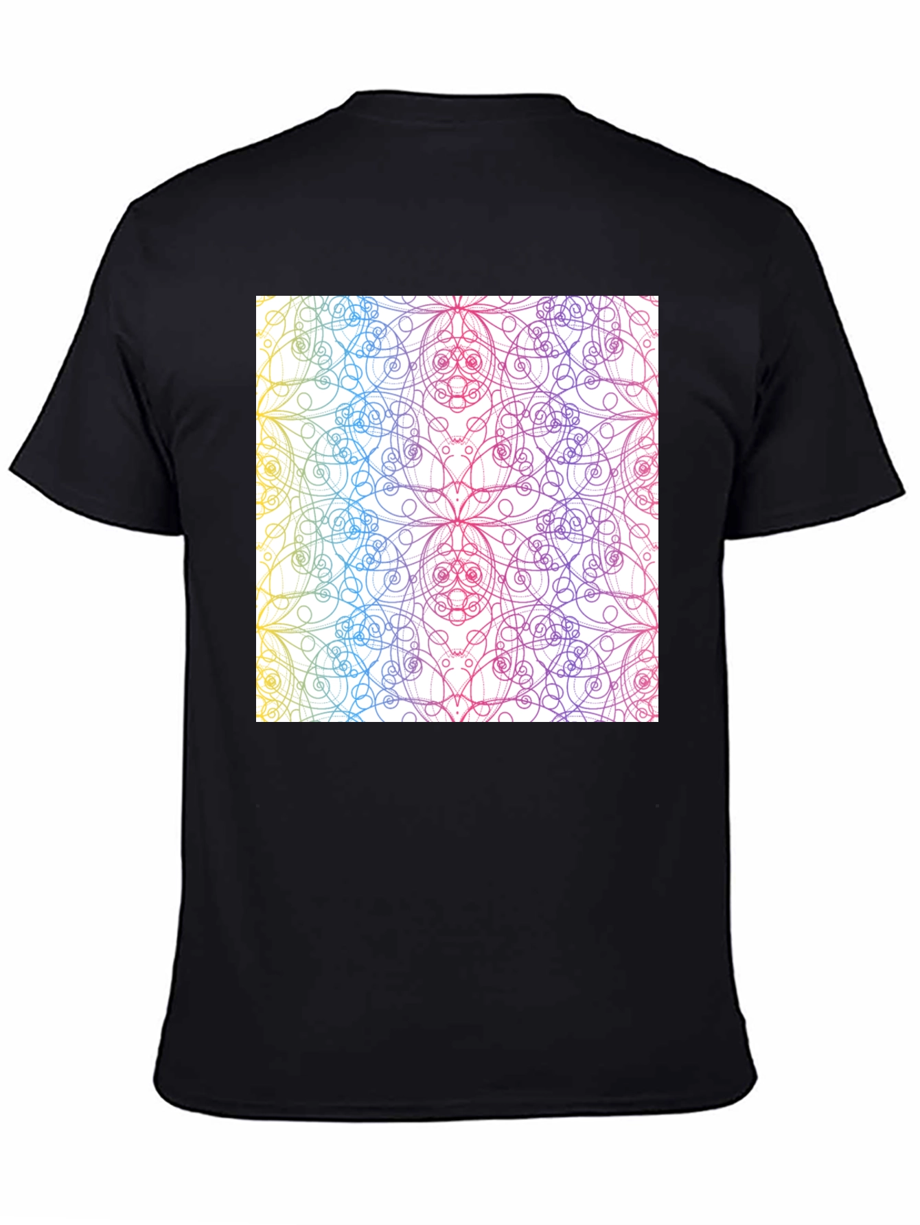 Black Colorful Mandala Design Black T-Shirt view 4