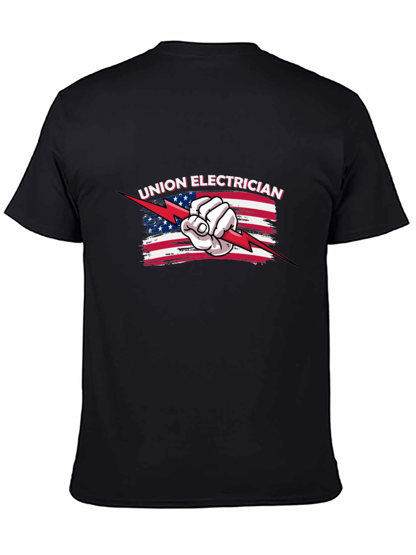Black Union Electrician American Flag T-Shirt view 4