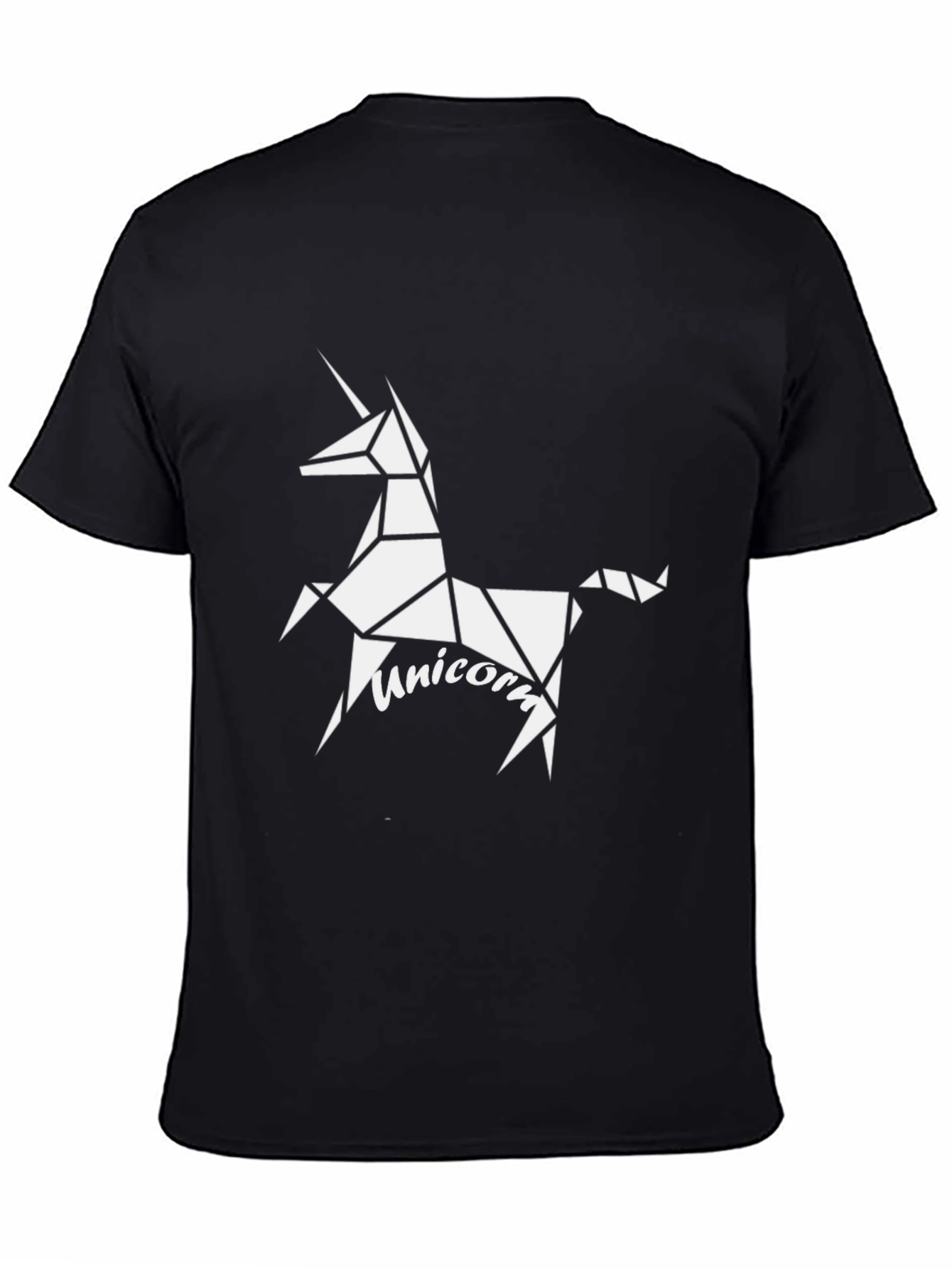 Black Geometric Unicorn Graphic Tee - Black Cotton Casual Shirt view 4