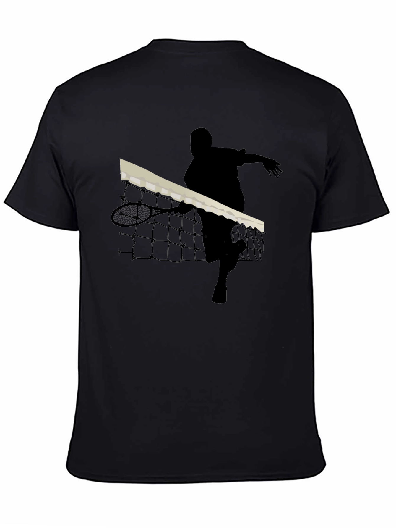 Black Tennis Player Silhouette Black T-Shirt view 4