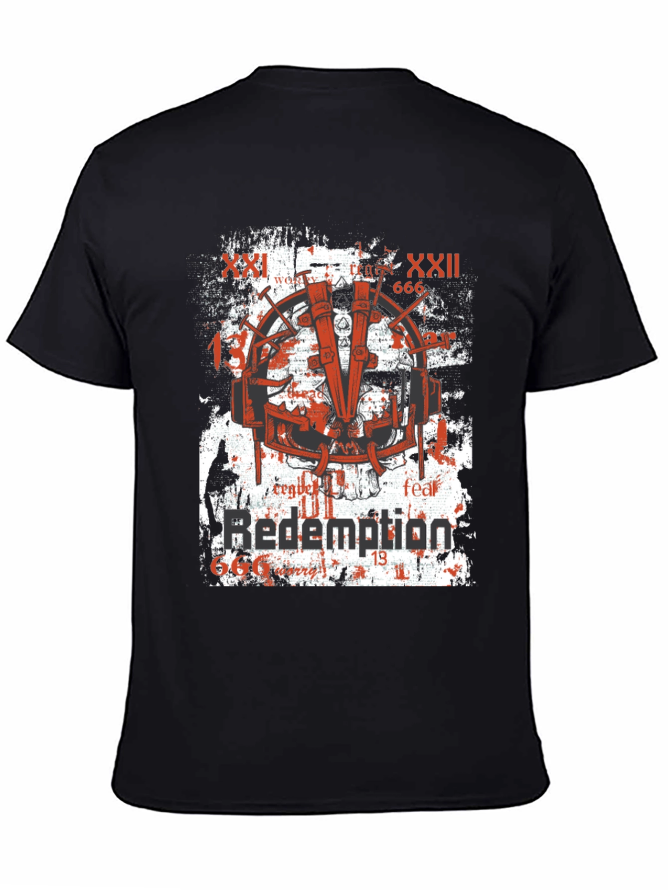 Black Redemption Graphic Print T-Shirt, Grunge Style view 4