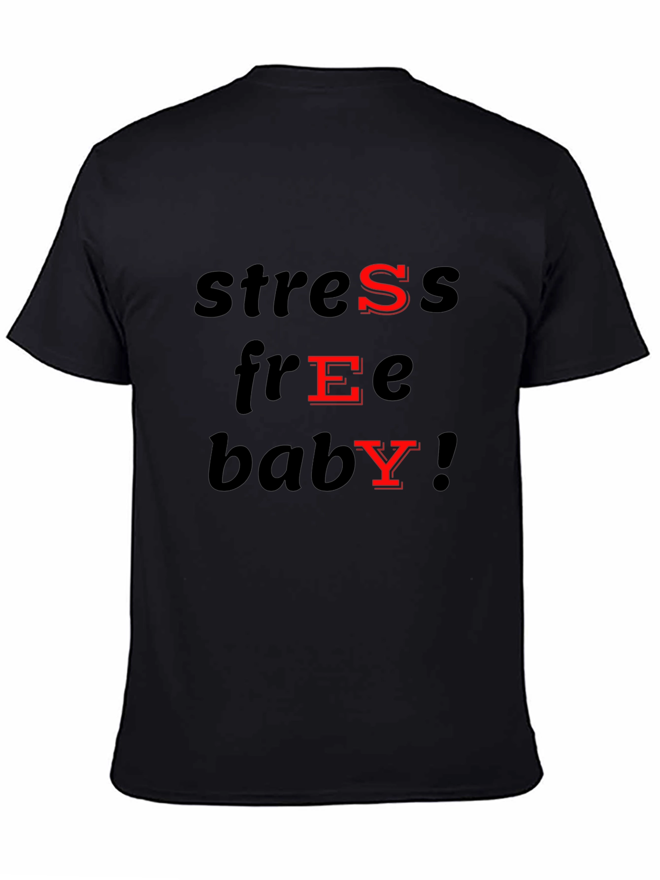 Black Stress Free Baby T-Shirt - Black Cotton Blend view 4
