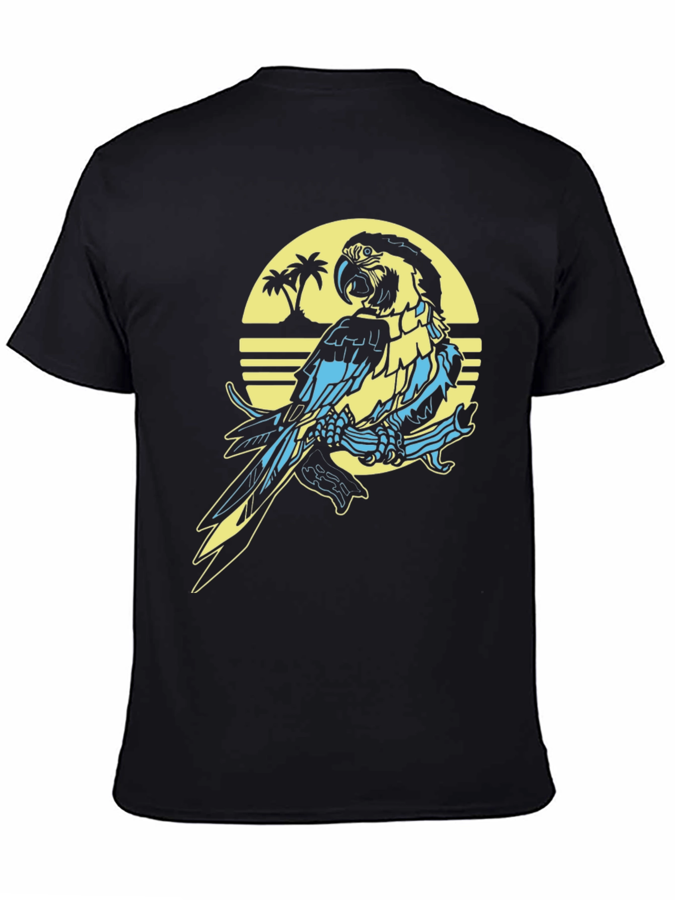 Black Tropical Parrot T-Shirt - Island Vibes view 4