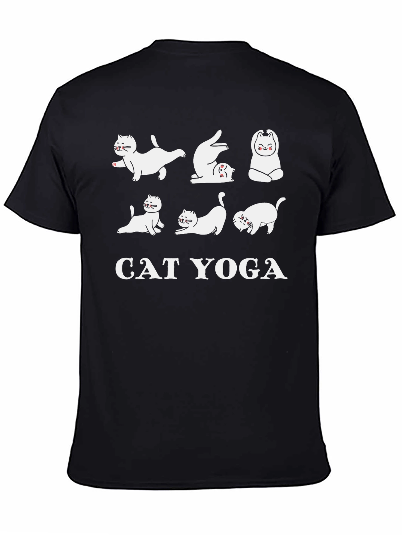 Black Cat Yoga Black T-Shirt - Funny Graphic Tee view 4