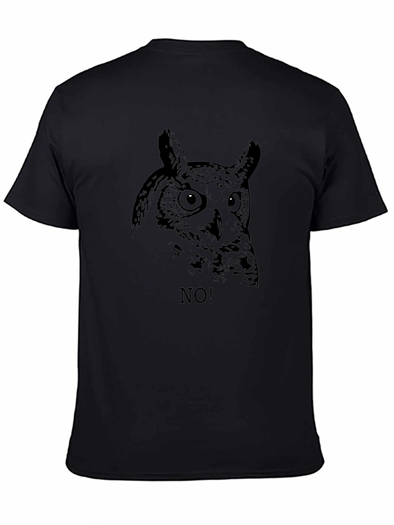 Black Owl No! Graphic Black T-Shirt - Men's Fashion view 4