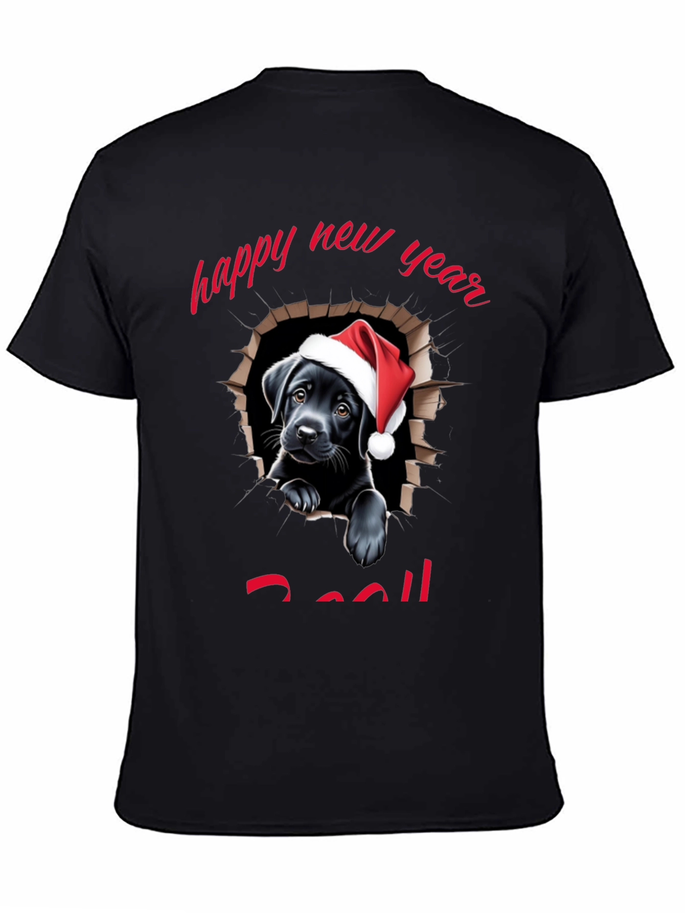 Black Happy New Year Dog T-Shirt view 4