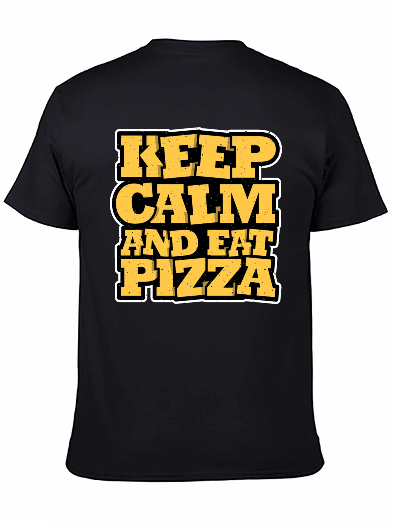 Black Keep Calm and Eat Pizza Graphic T-Shirt view 4