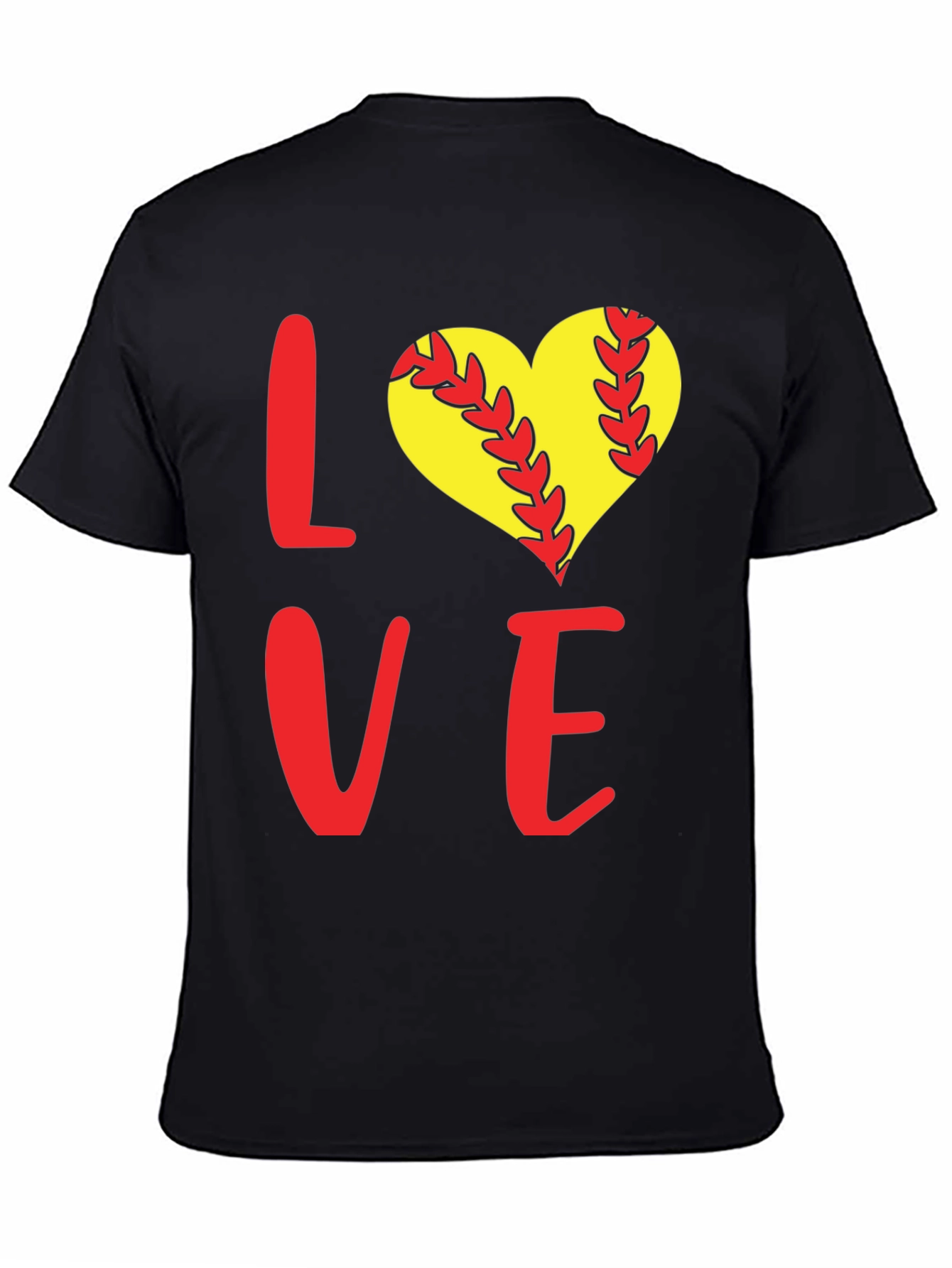 Black Softball Love T-Shirt view 4