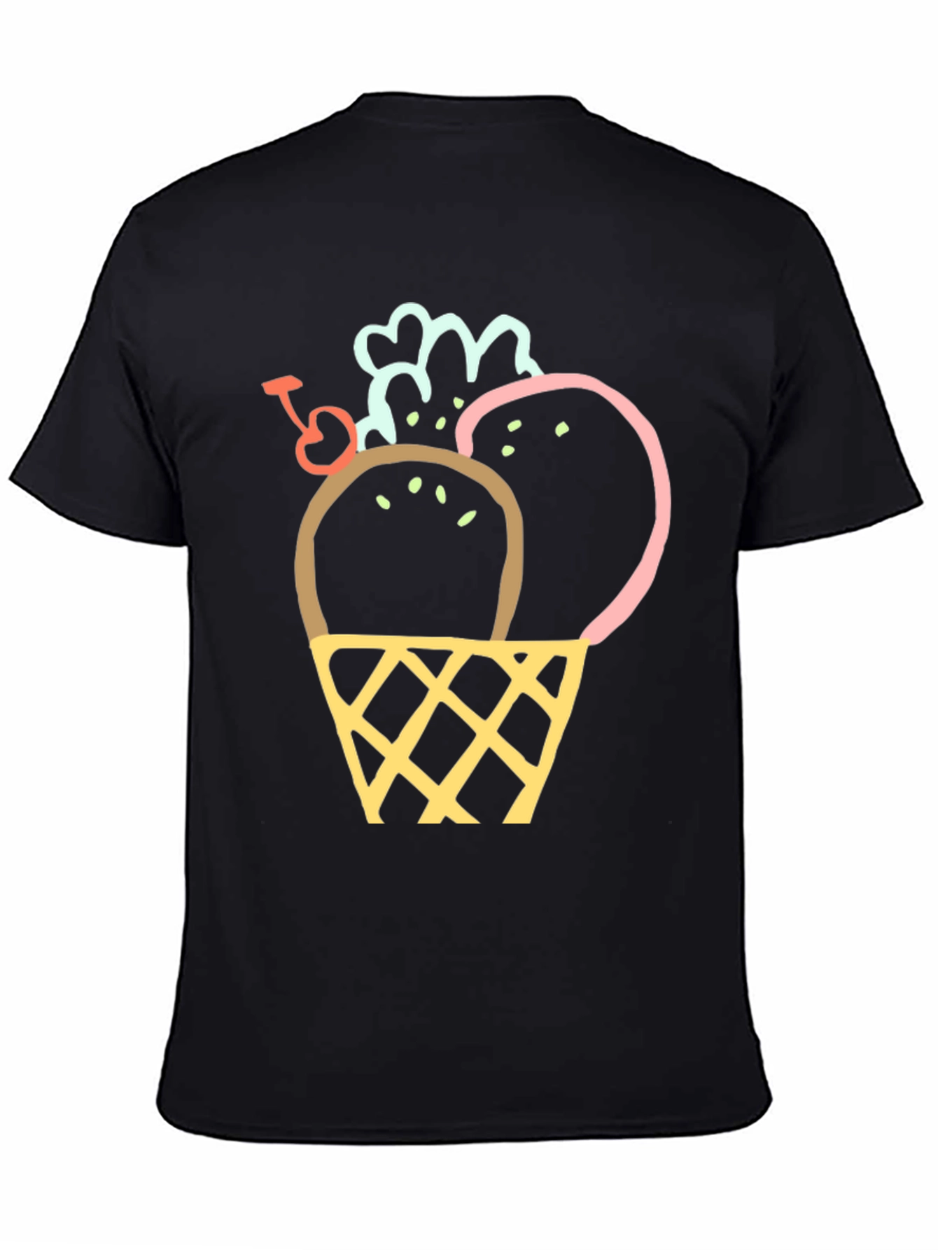 Black Ice Cream Cone Graphic Tee - Trendy & Fun view 4
