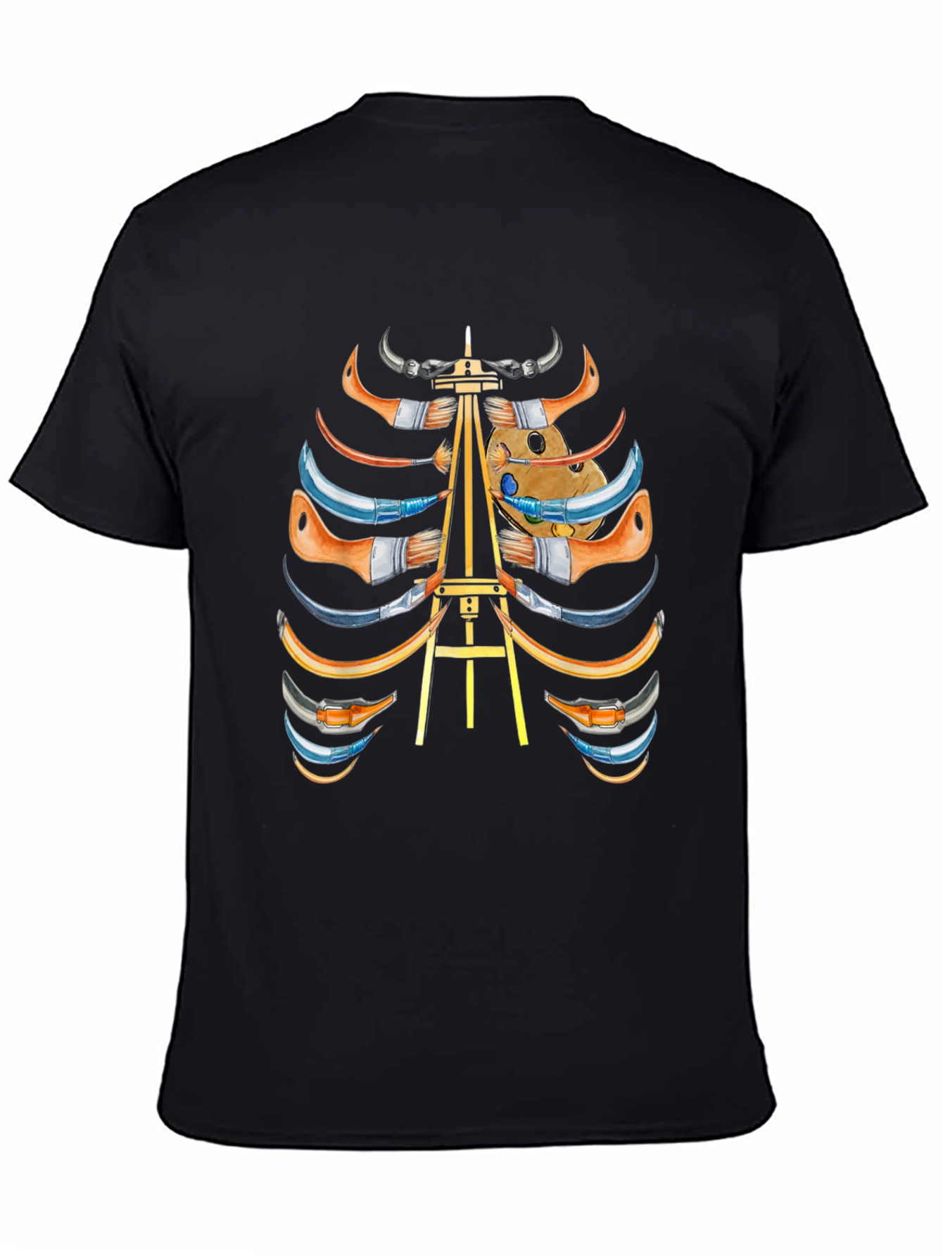 Black Artist Skeleton Ribcage Graphic Tee view 4