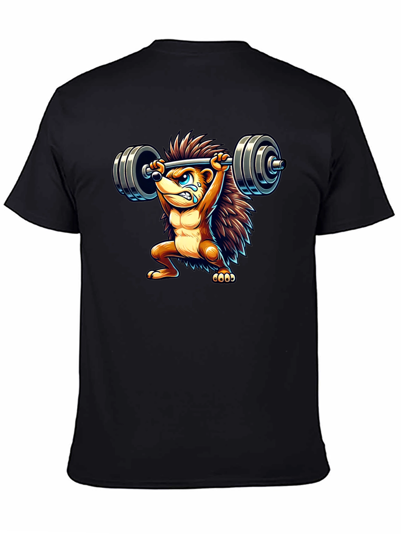 Black Weightlifting Hedgehog Graphic Tee view 4