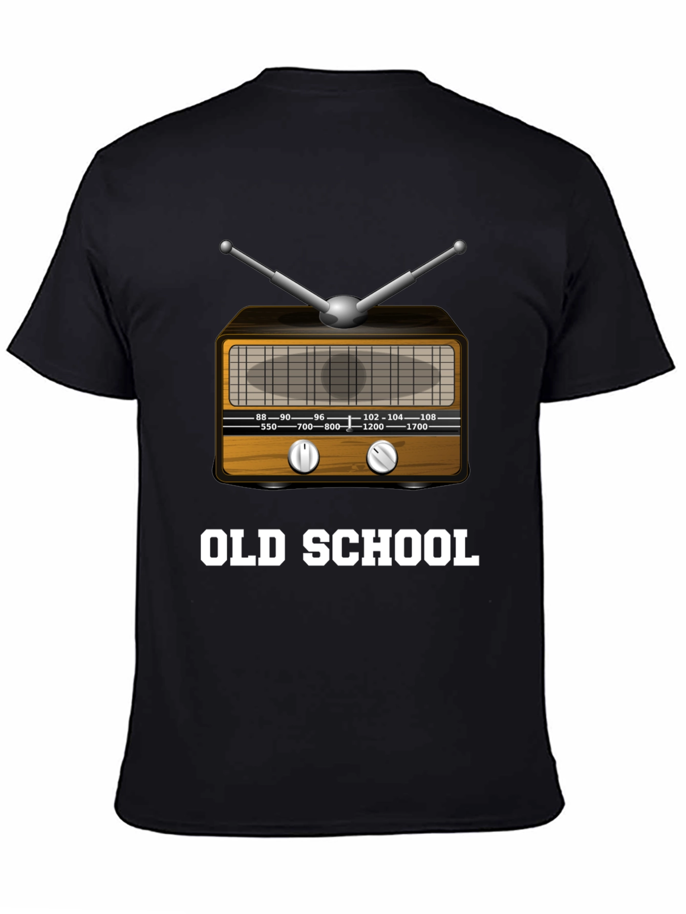 Black Old School Radio Graphic T-Shirt view 4