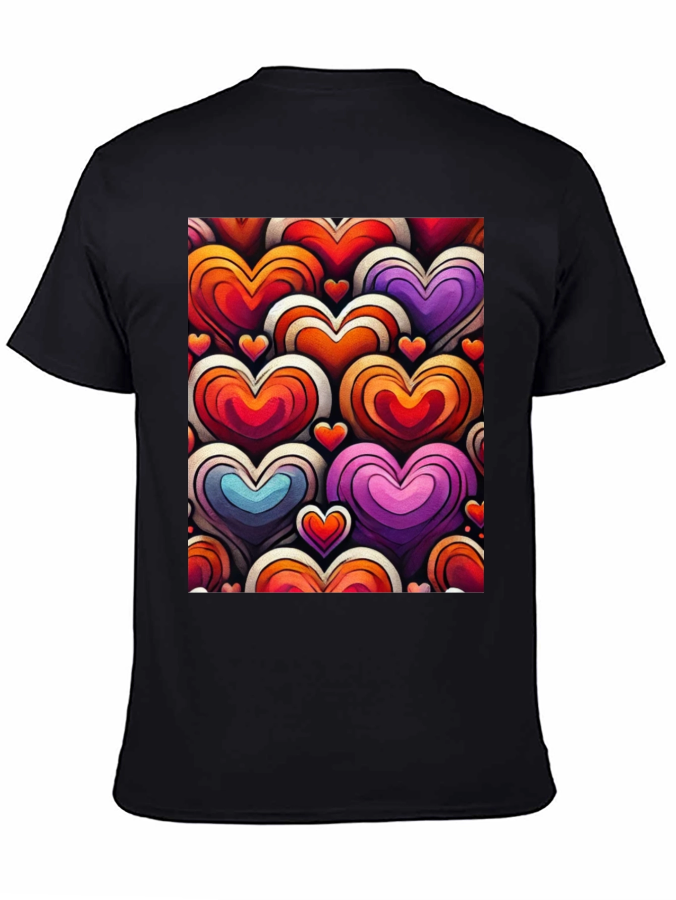 Black Heart Pattern Graphic Tee - Stylish and Unique view 4