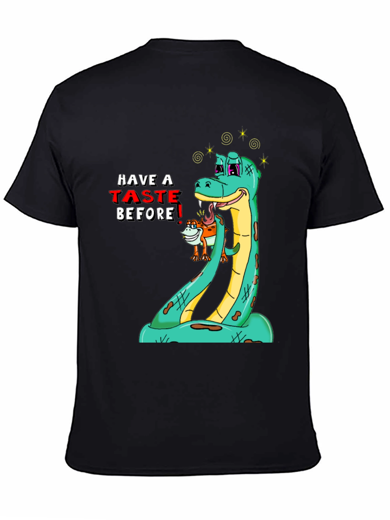Black Funny Snake Tasting T-Shirt view 4