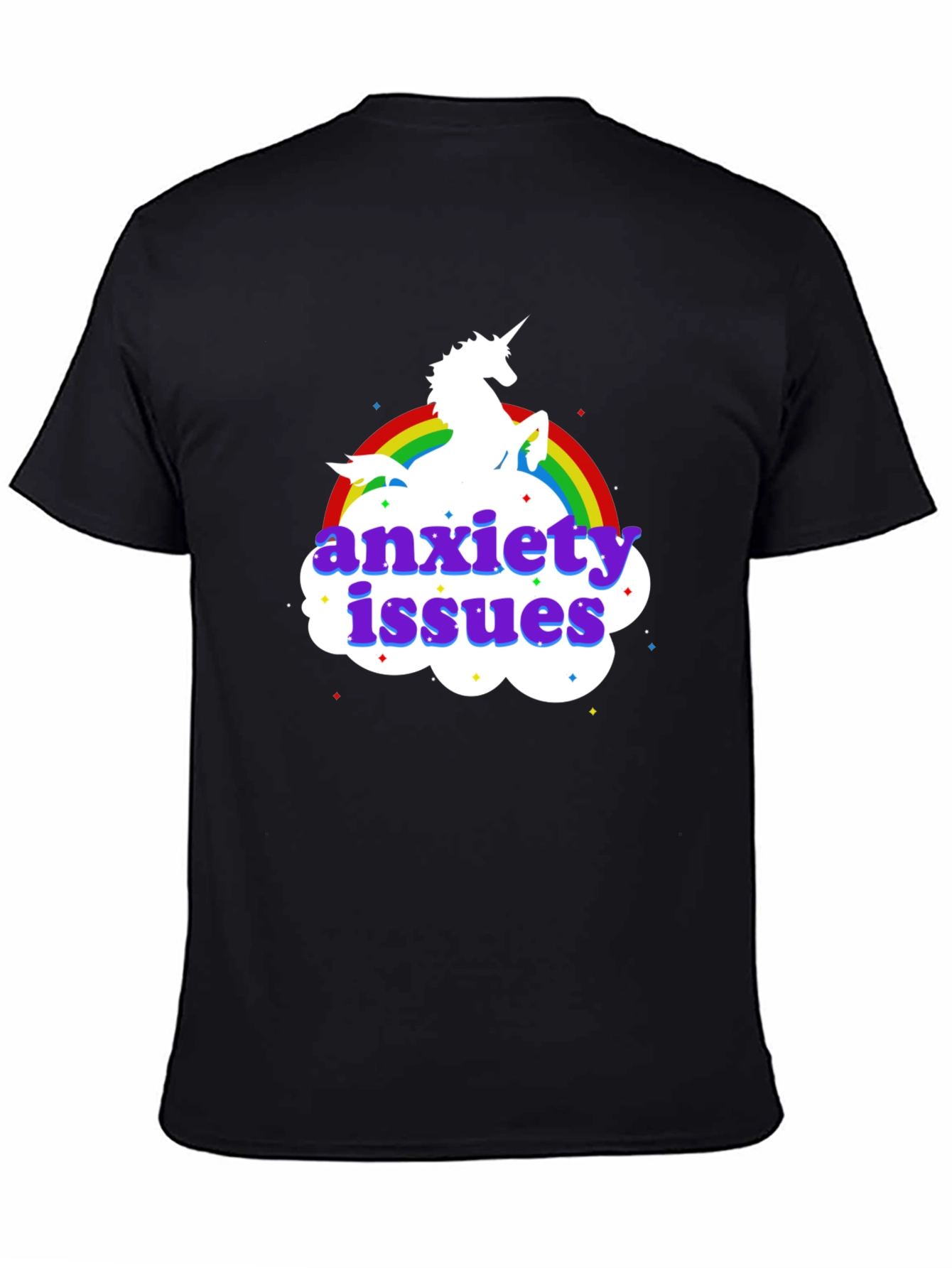 Black Anxiety Issues Unicorn T-Shirt view 4