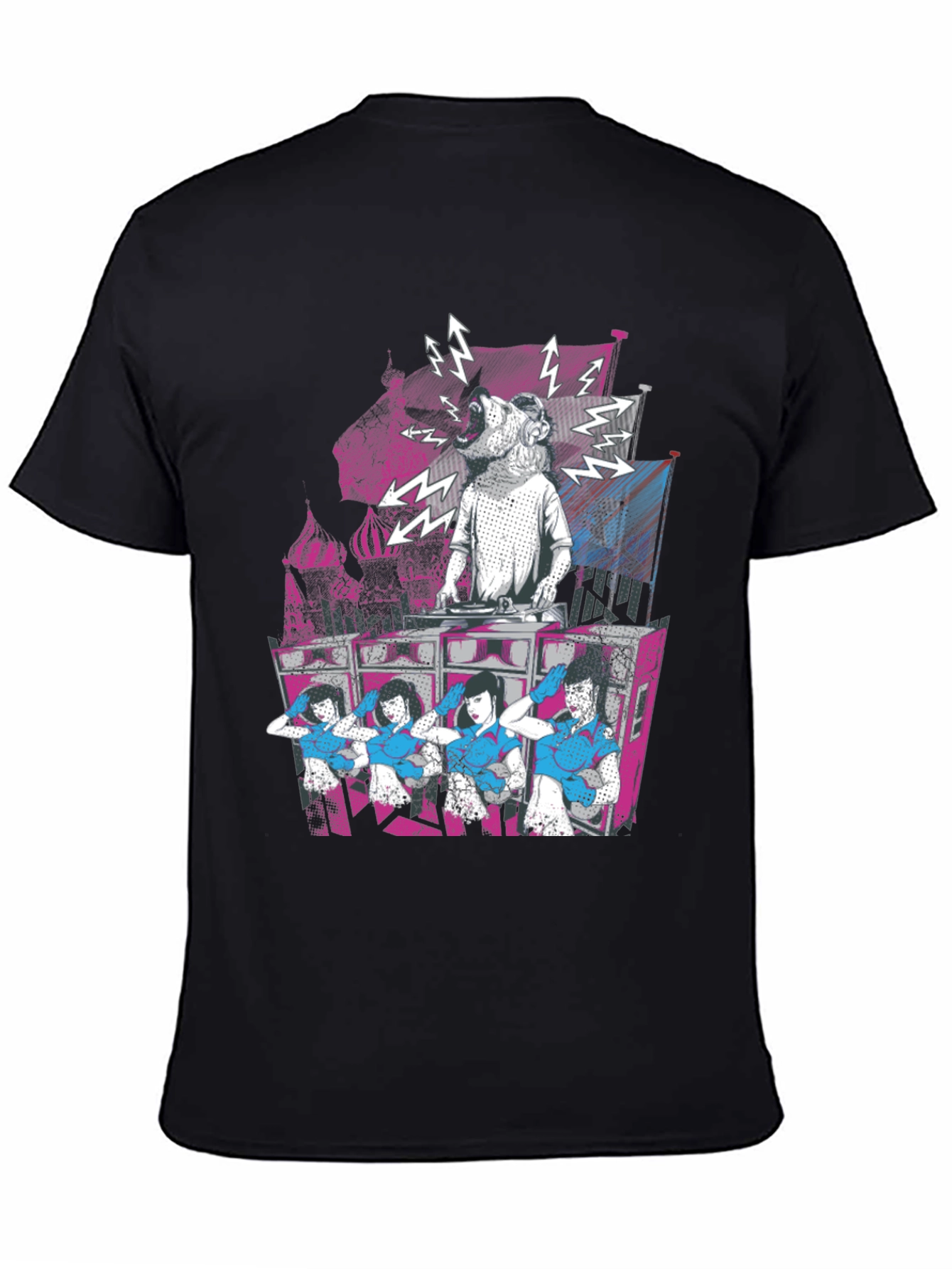Black DJ Dog & Dancing Girls Graphic T-Shirt view 4