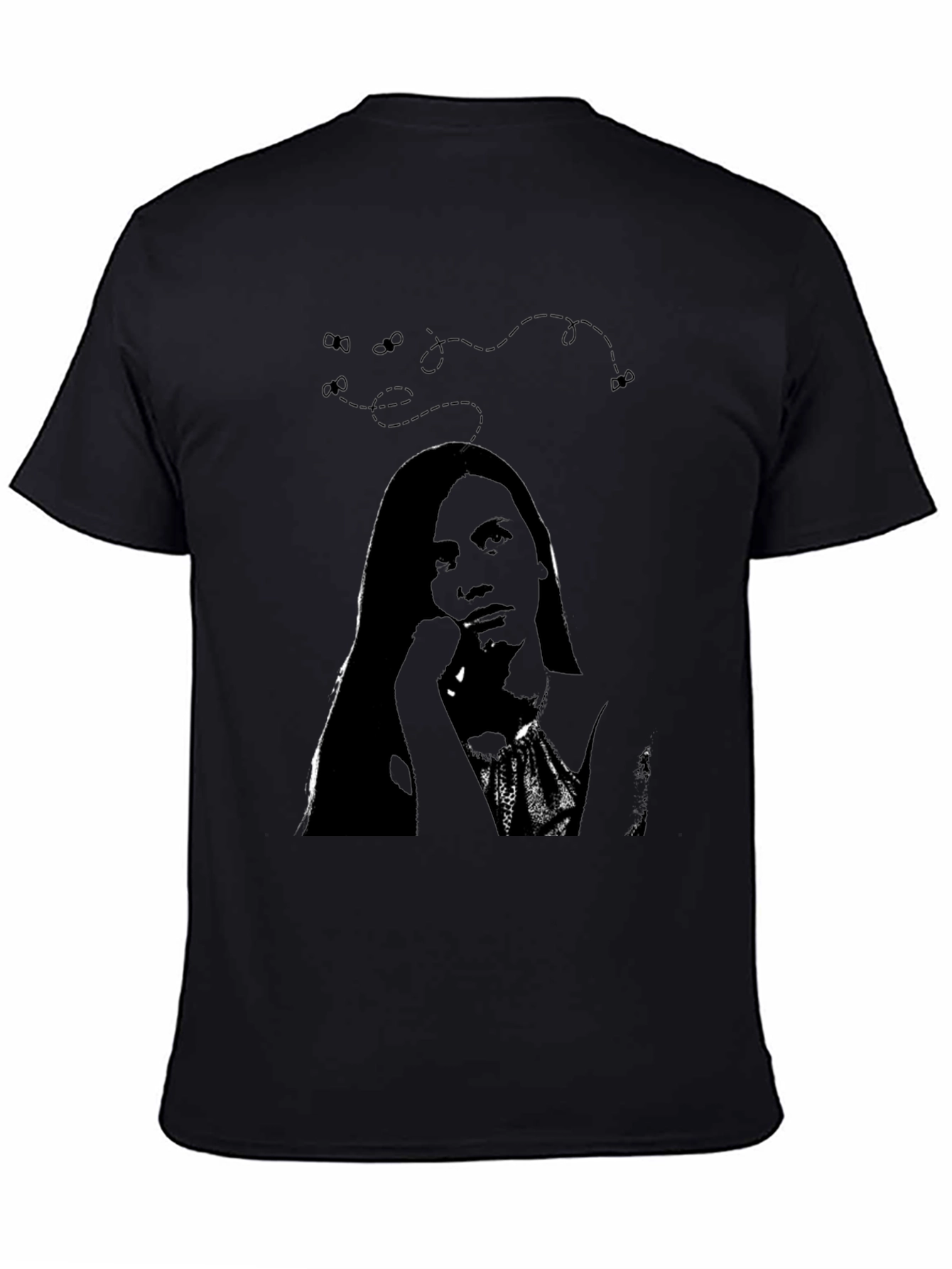 Black Graphic Tee - Woman Portrait Design - 4