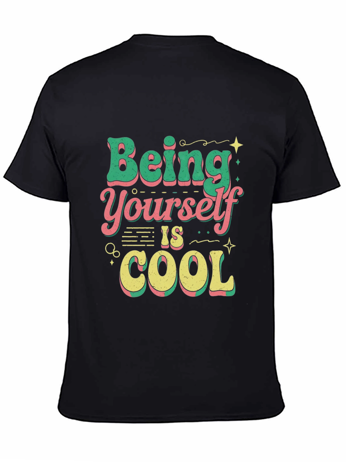 Black Being Yourself is Cool T-Shirt view 4