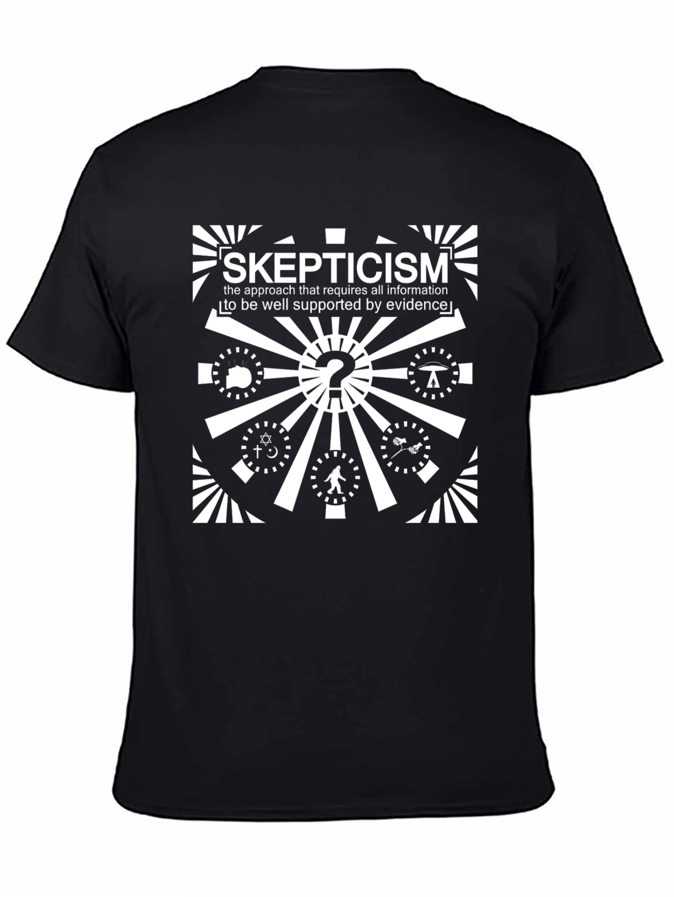 Black Skepticism T-Shirt - Evidence Based Thinking view 4