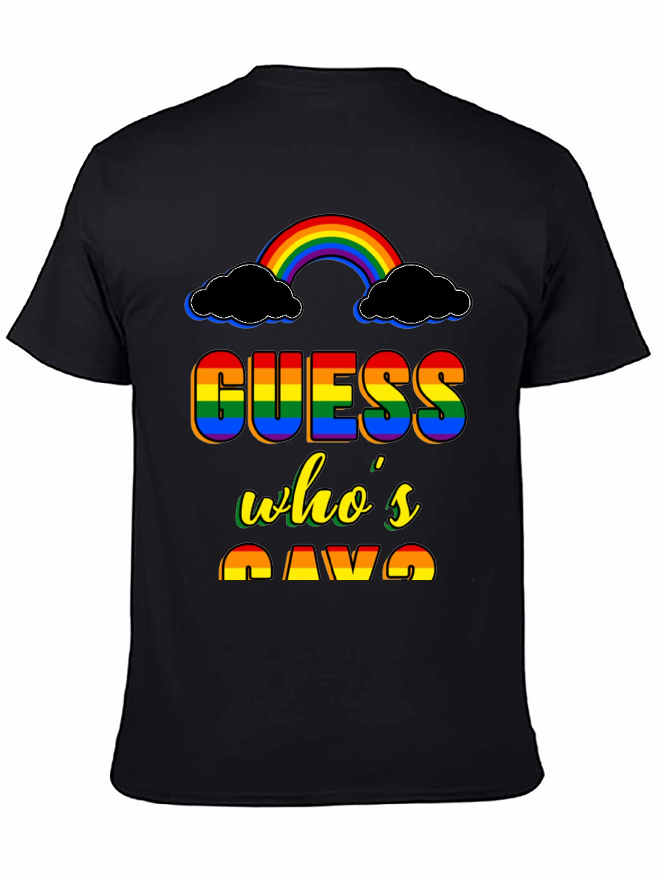 Black Guess Who's Gay T-Shirt Rainbow Pride view 4