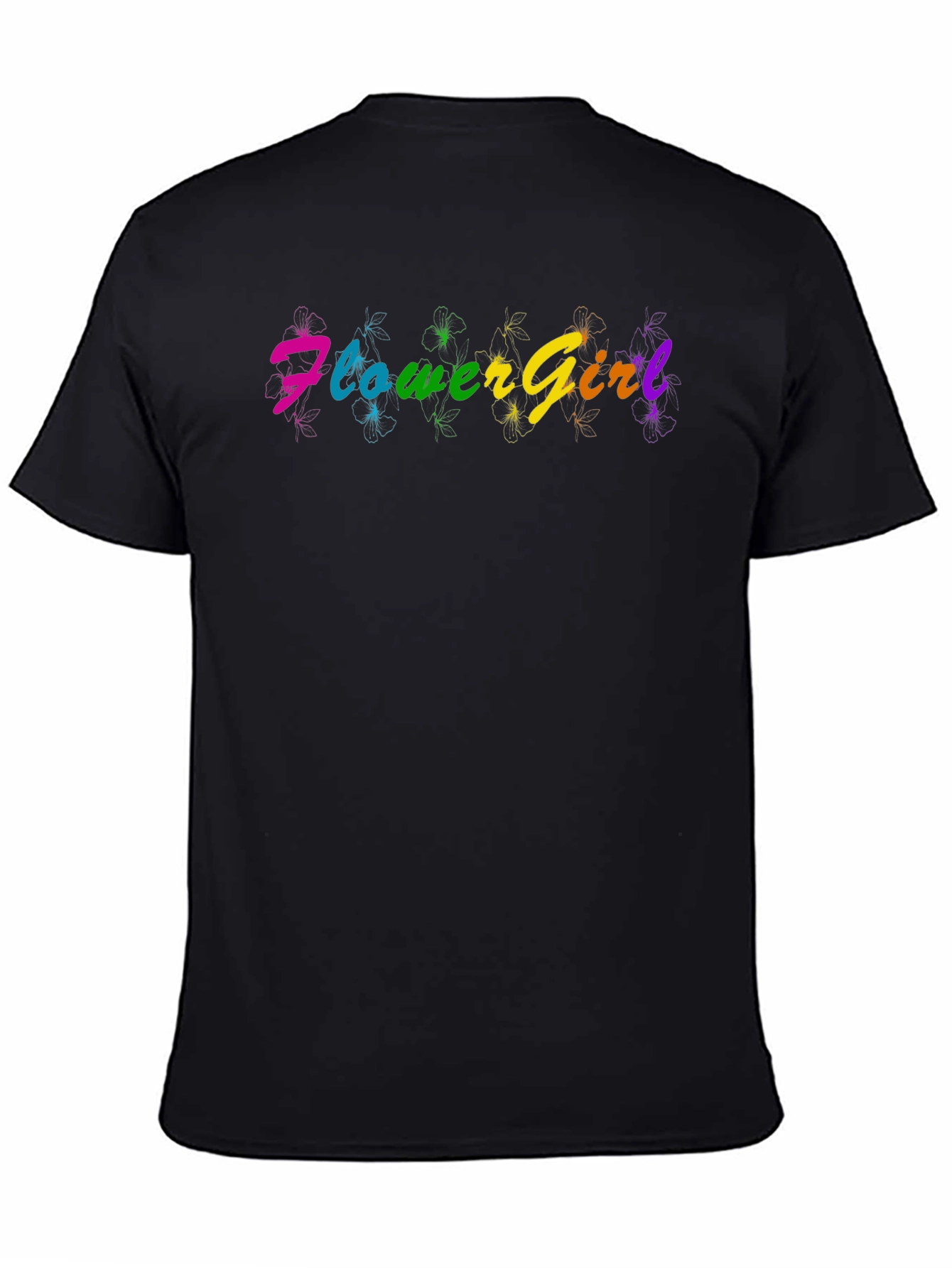 Black Rainbow Flower Girl T-Shirt - Fun & Vibrant Design view 4