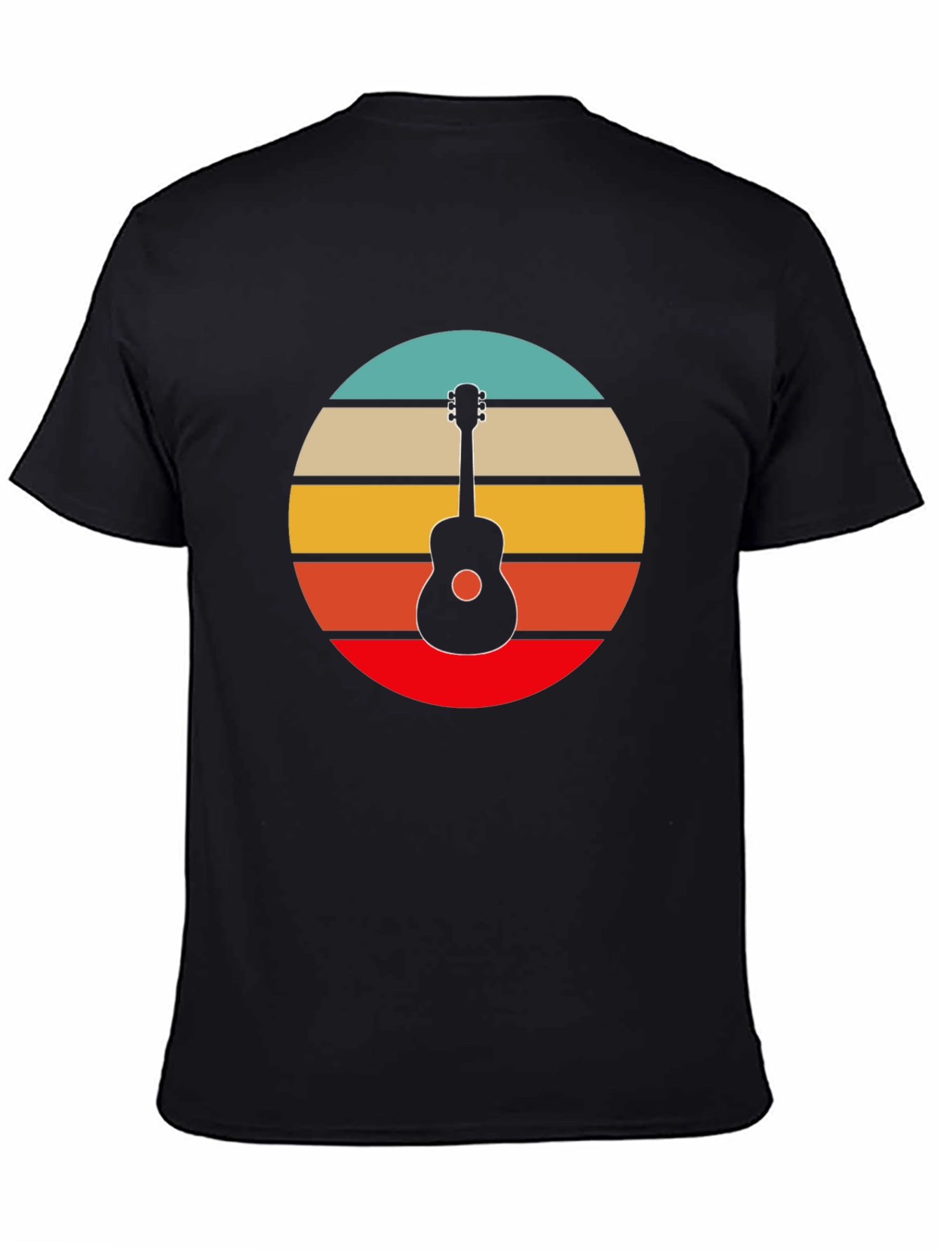 Black Retro Guitar Sunset Graphic Tee - Black view 4
