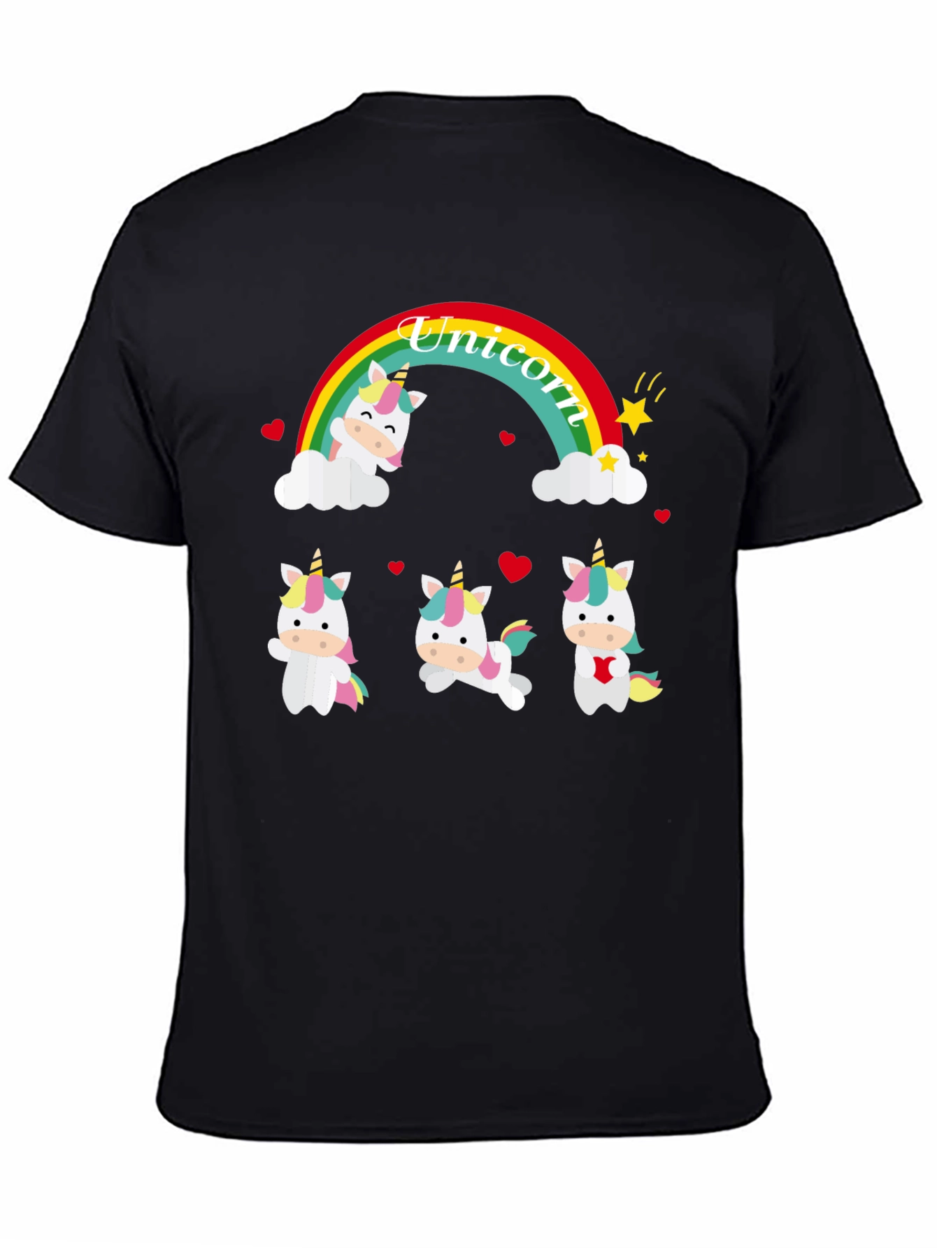 Unicorn Rainbow Graphic Tee - Black - 4