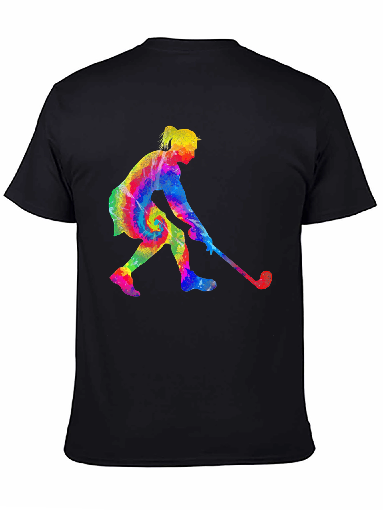Black Tie-Dye Golfing Woman Black T-Shirt view 4