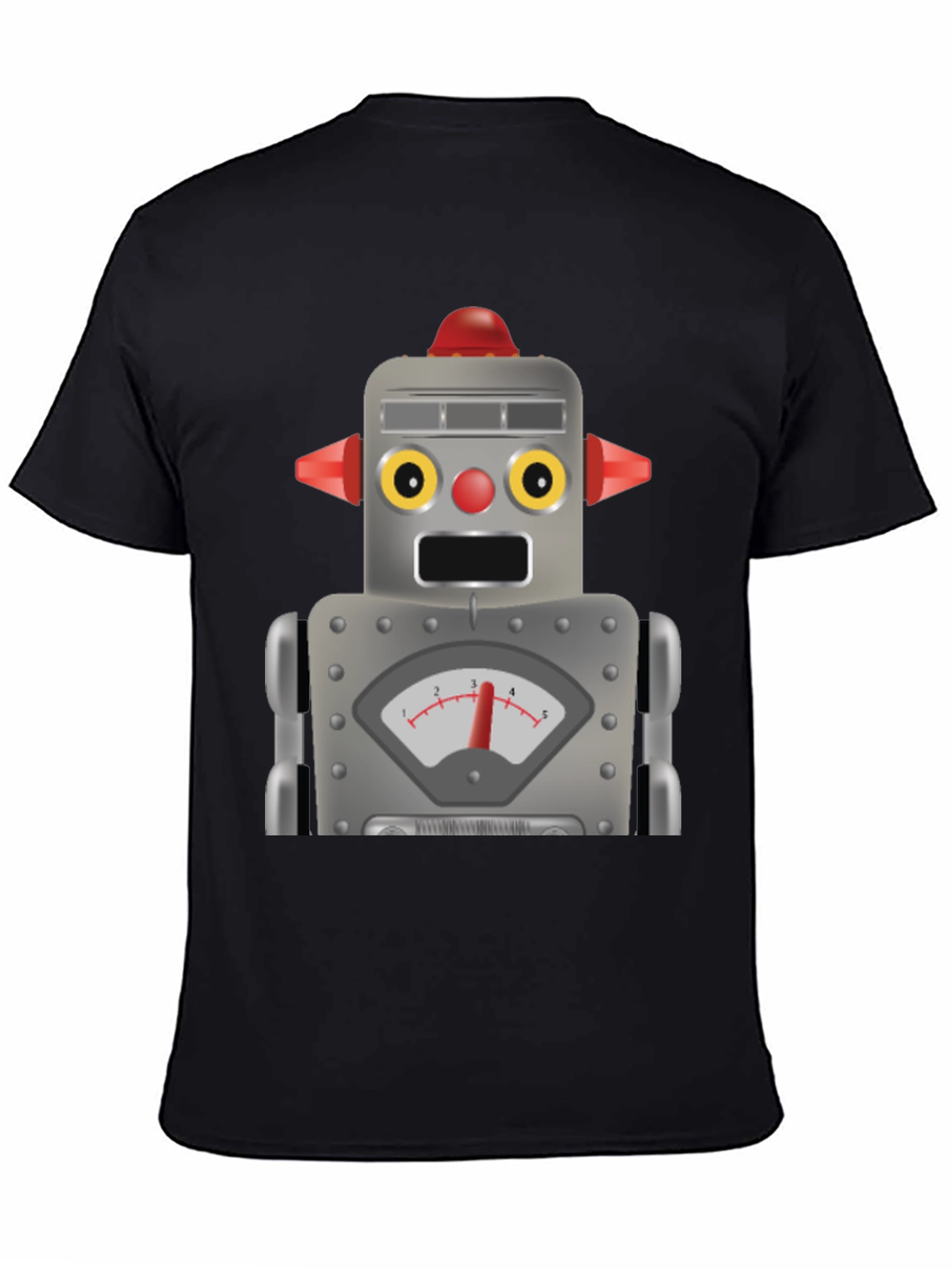 Black Retro Robot Graphic Tee - Fun Geek Style! view 4