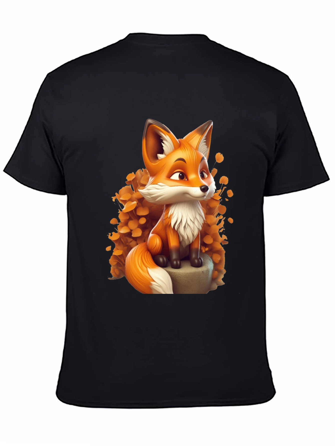 Black Cartoon Fox Graphic Tee - Stylish & Comfortable view 4
