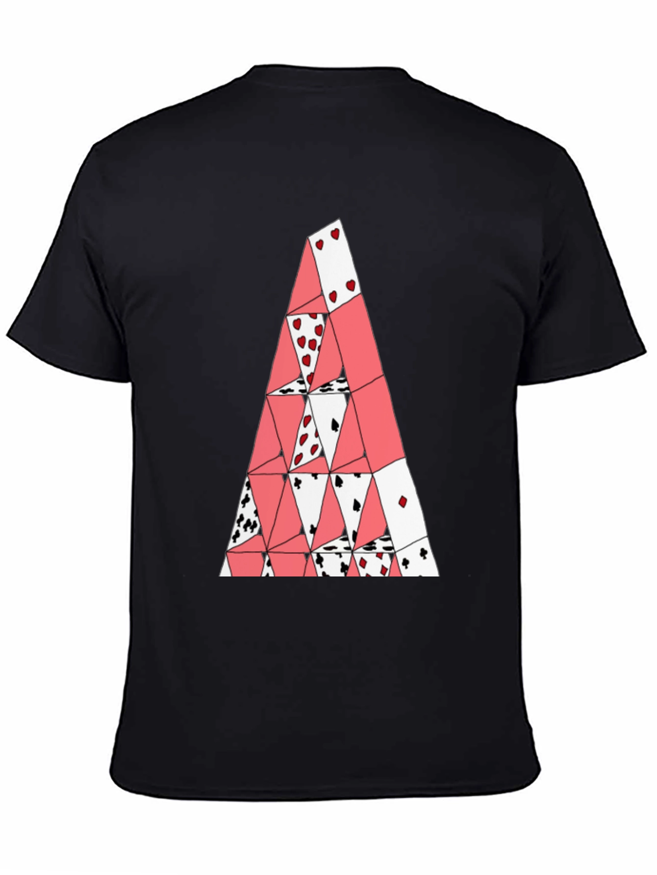 Black Card House Tee - Graphic Print Black T-Shirt view 4