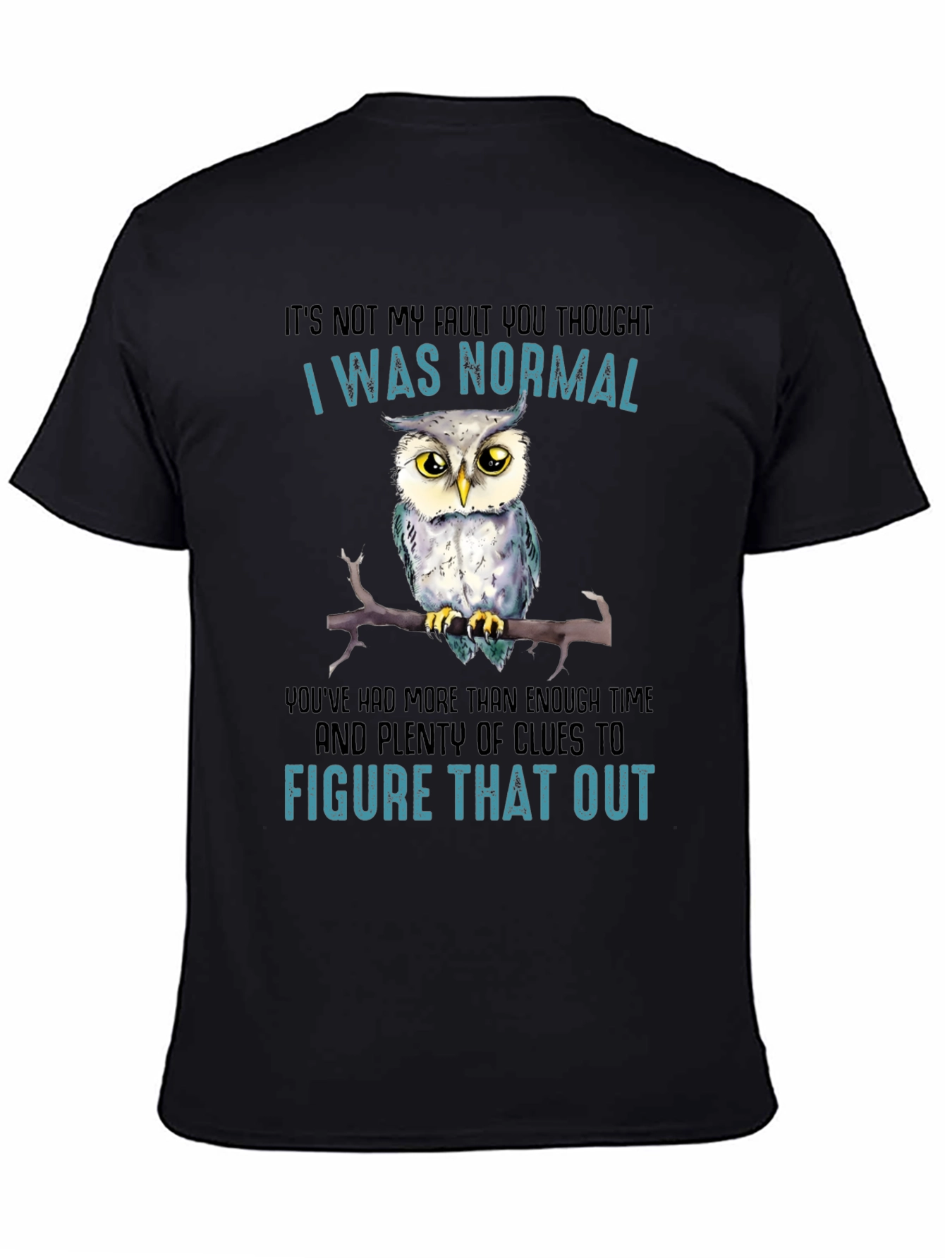 Black It's Not My Fault Owl T-Shirt view 4