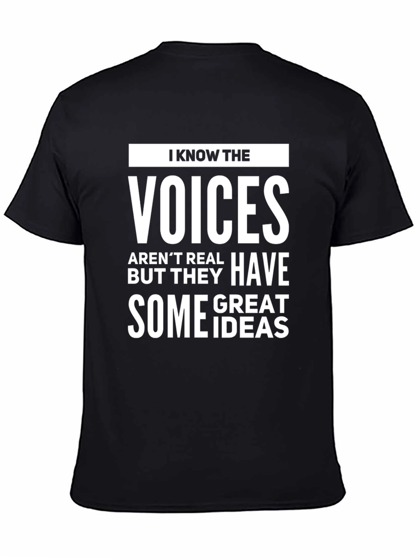 Black I Know The Voices Men's Graphic Tee view 4