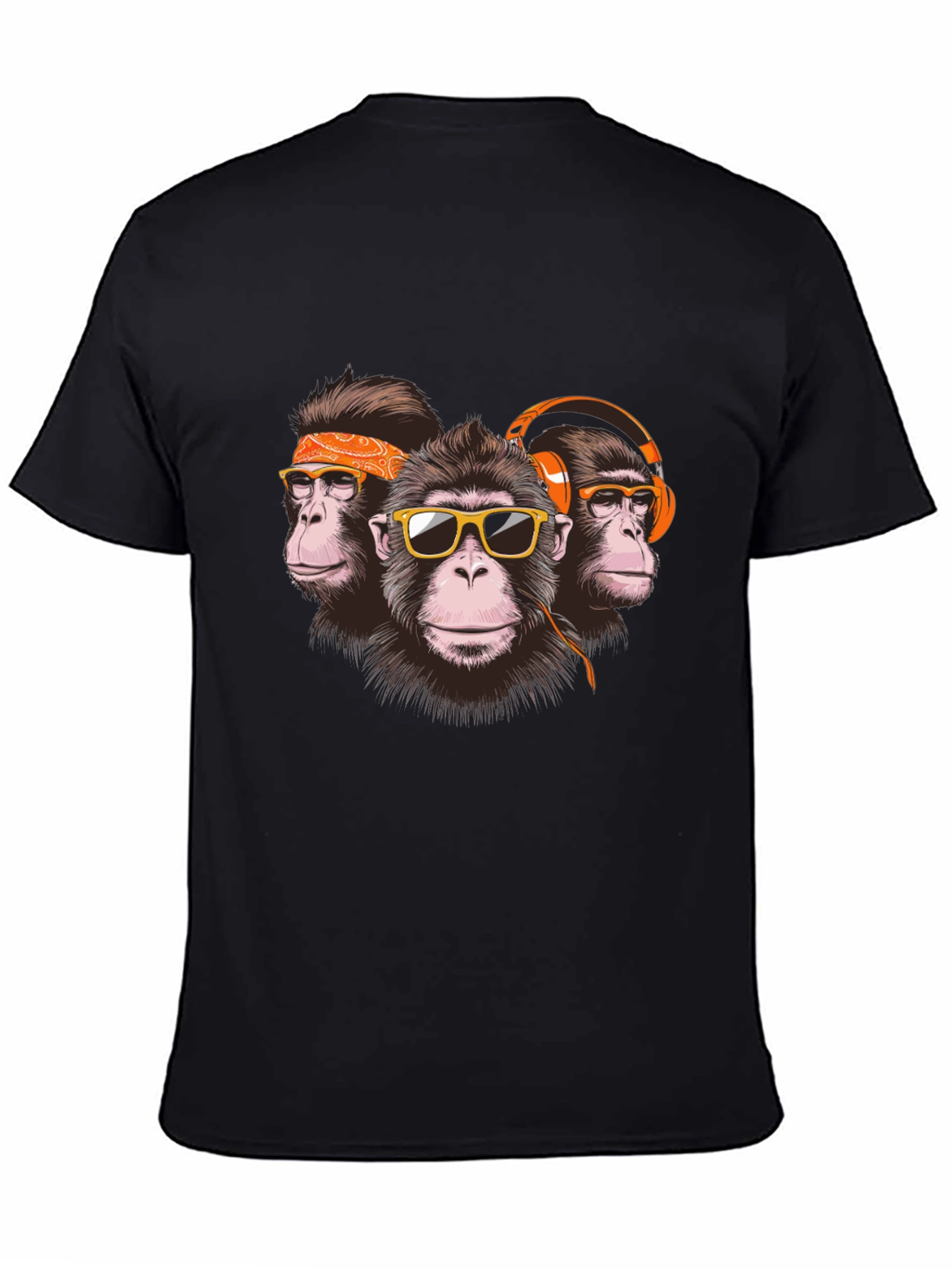 Black Monkey Trio Graphic Tee - Cool & Quirky Design view 4