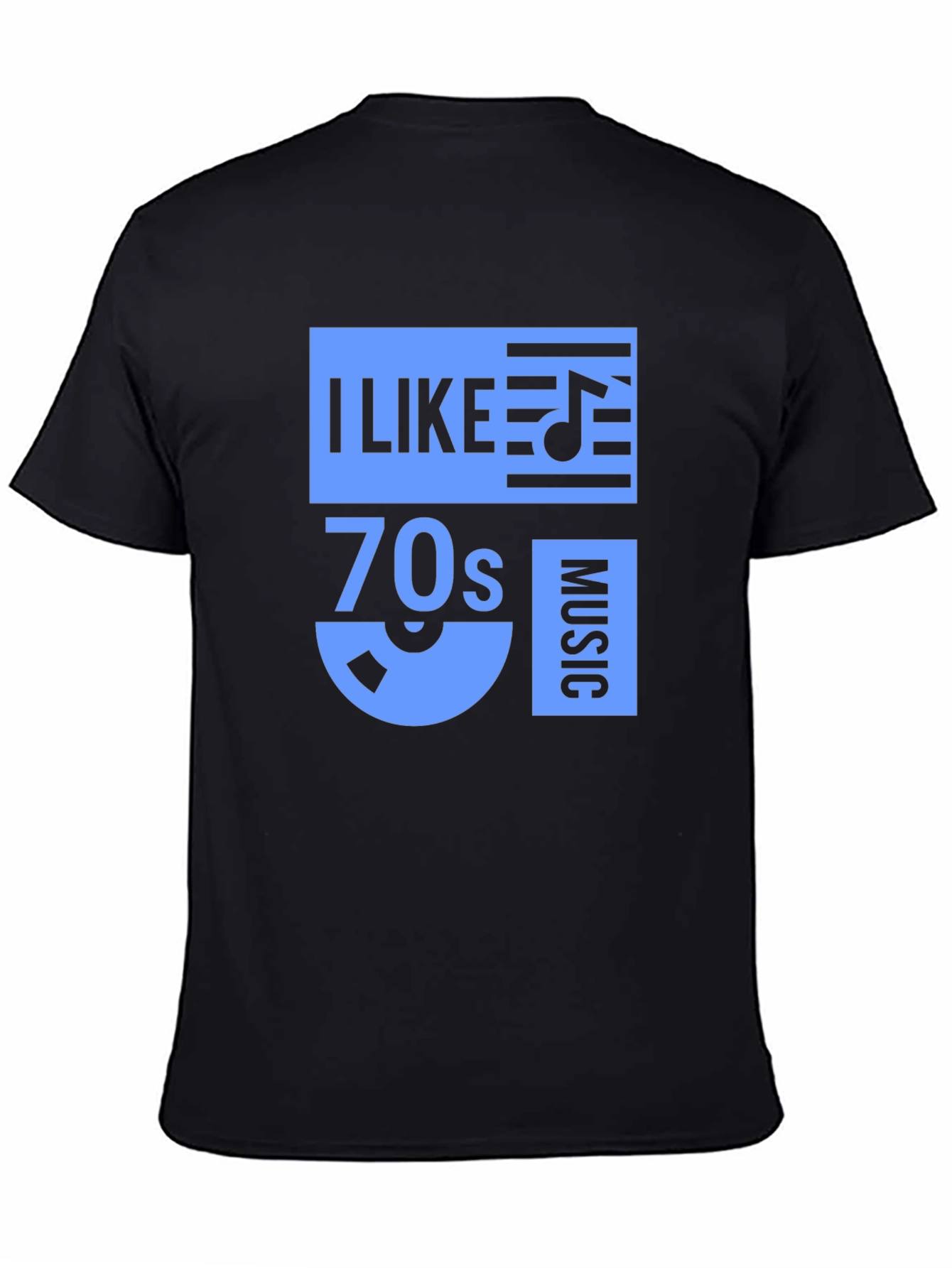 Black I Like 70s Music Graphic Tee - Retro Style T-Shirt view 4