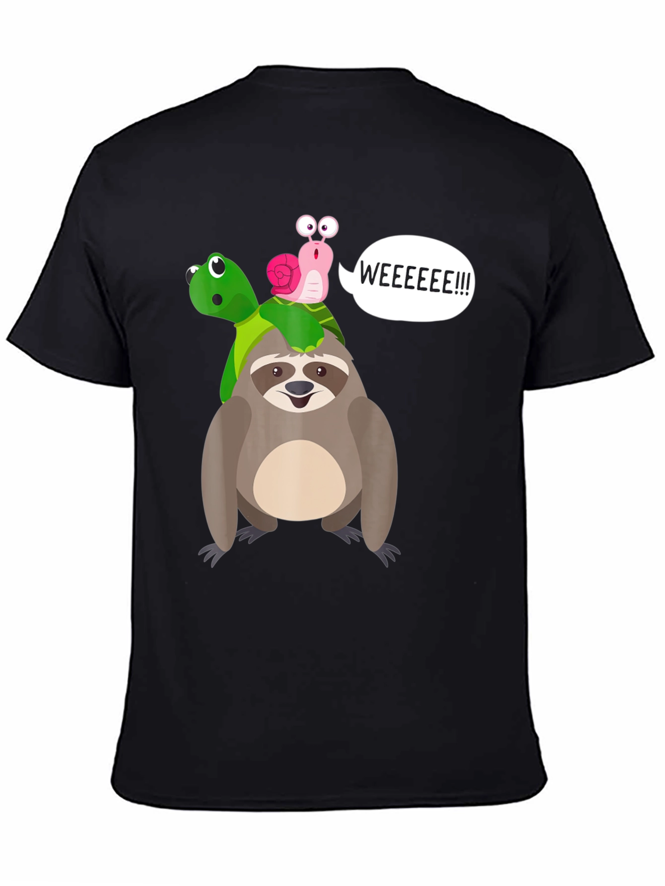 Black Sloth, Turtle, and Snail Graphic Tee view 4