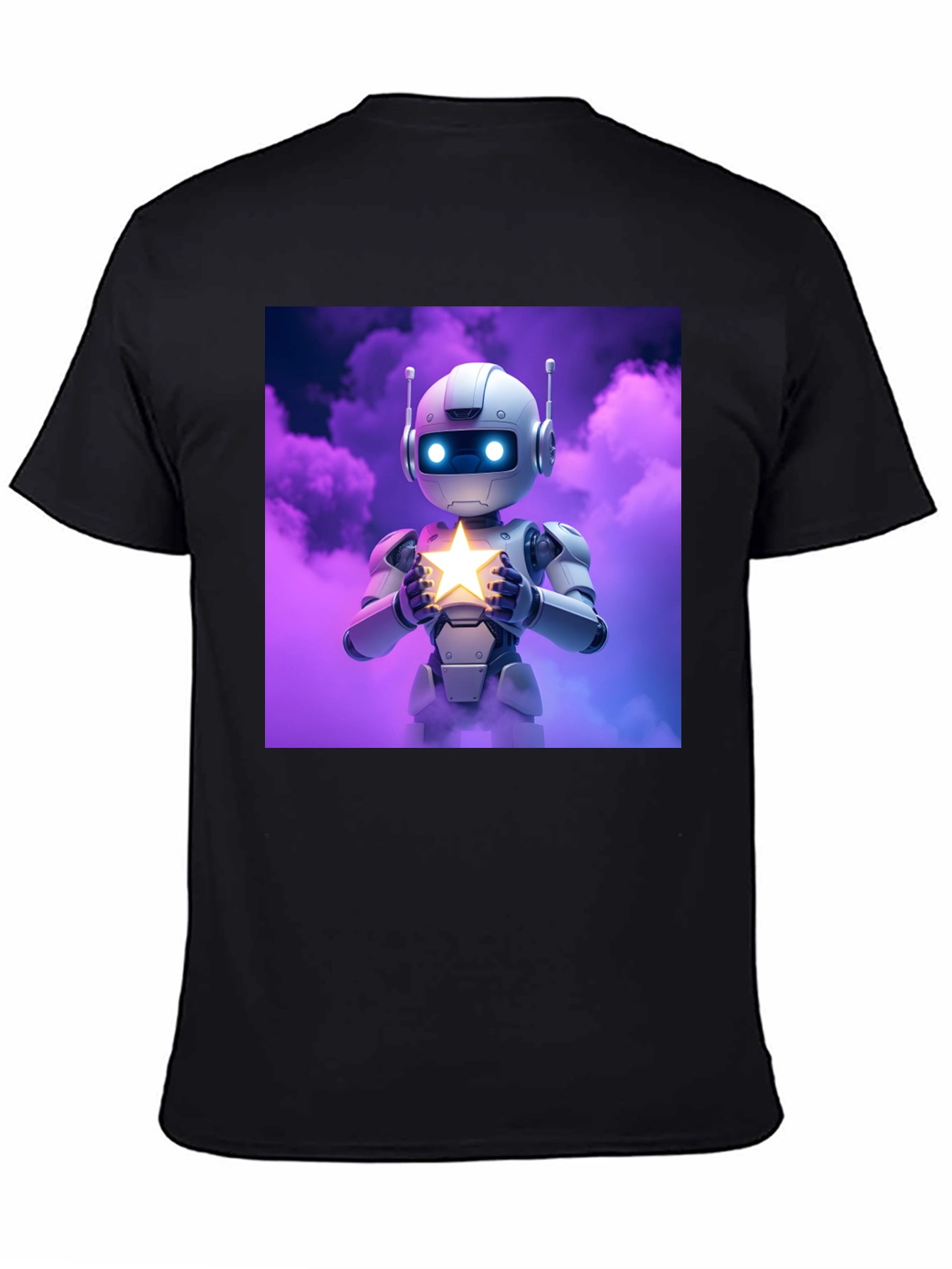 Black Robot Holding Star Graphic Tee view 4