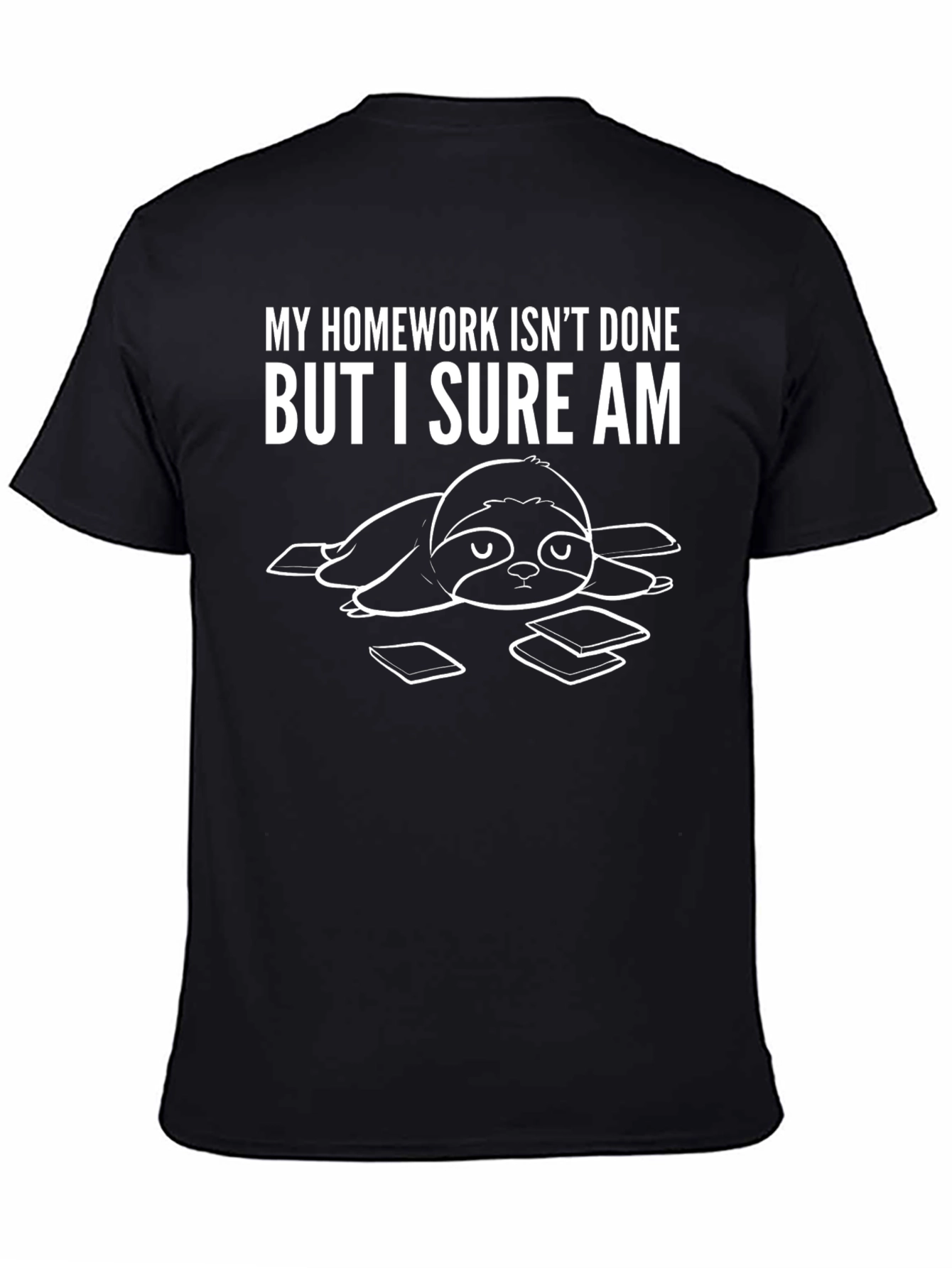 Black Funny Sloth Homework T-Shirt - I Sure Am Done! view 4