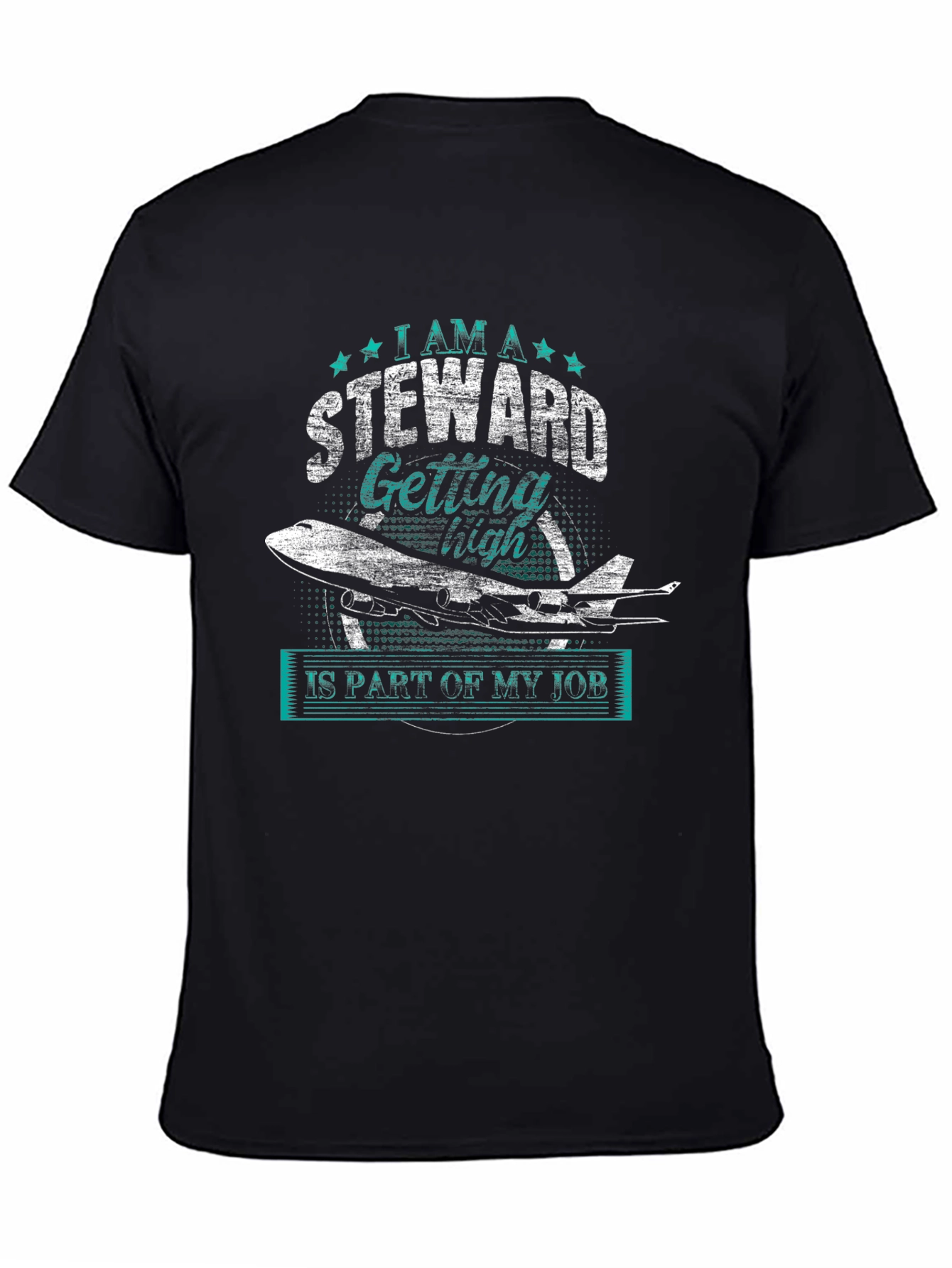Black Steward Getting High T-Shirt - Aviation Humor Tee view 4