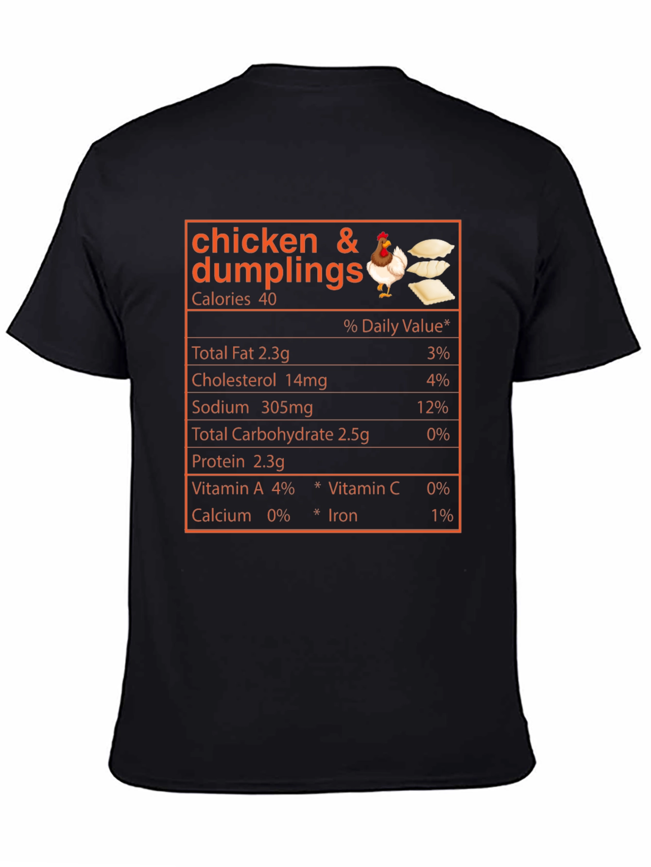 Black Chicken & Dumplings Nutrition Facts Novelty T-Shirt view 4