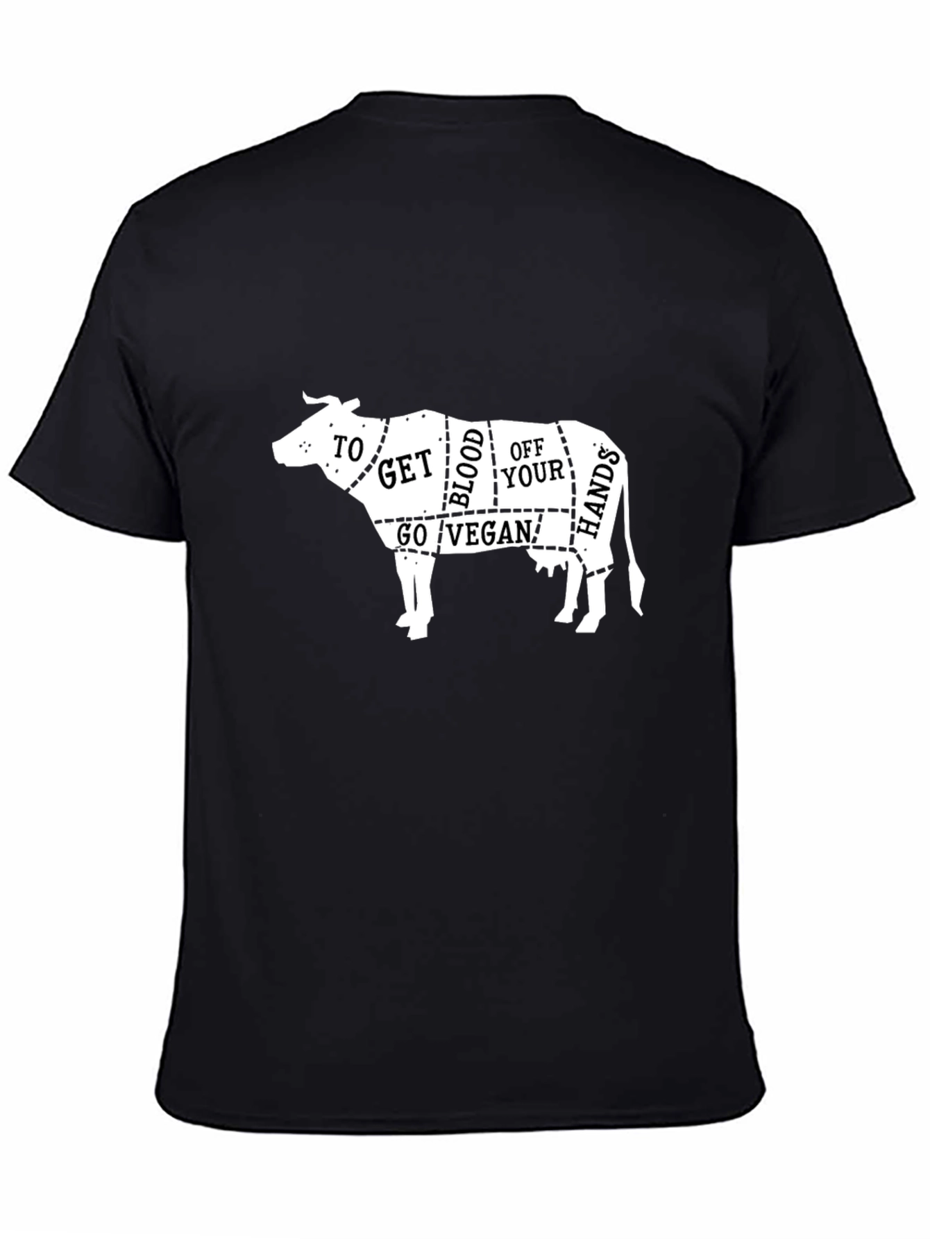 Black Vegan Butcher T-Shirt: "To Get Blood Off Your Hands, Go Vegan!" view 4
