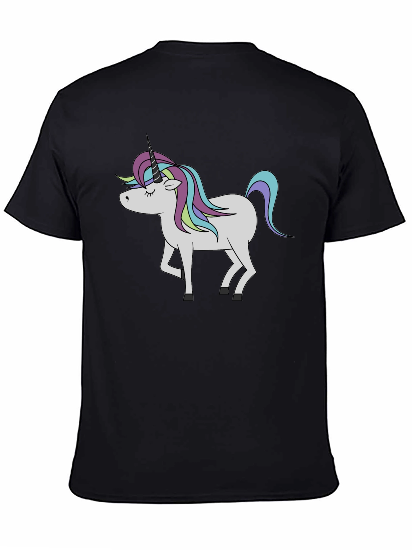 Black Unicorn Graphic Black T-Shirt - Men's Fashion Tee view 4