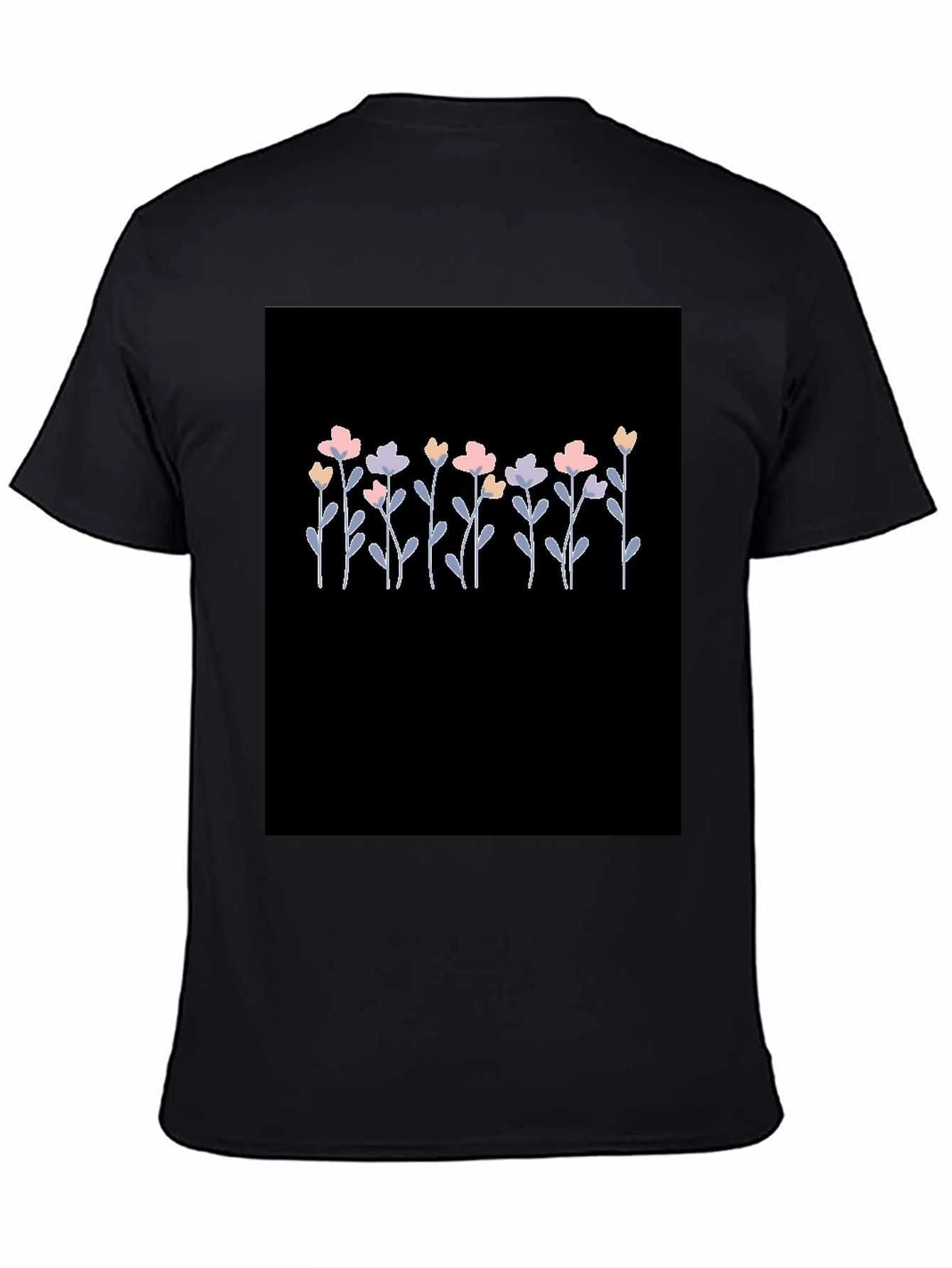 Black Floral Print Black T-Shirt for Men view 4