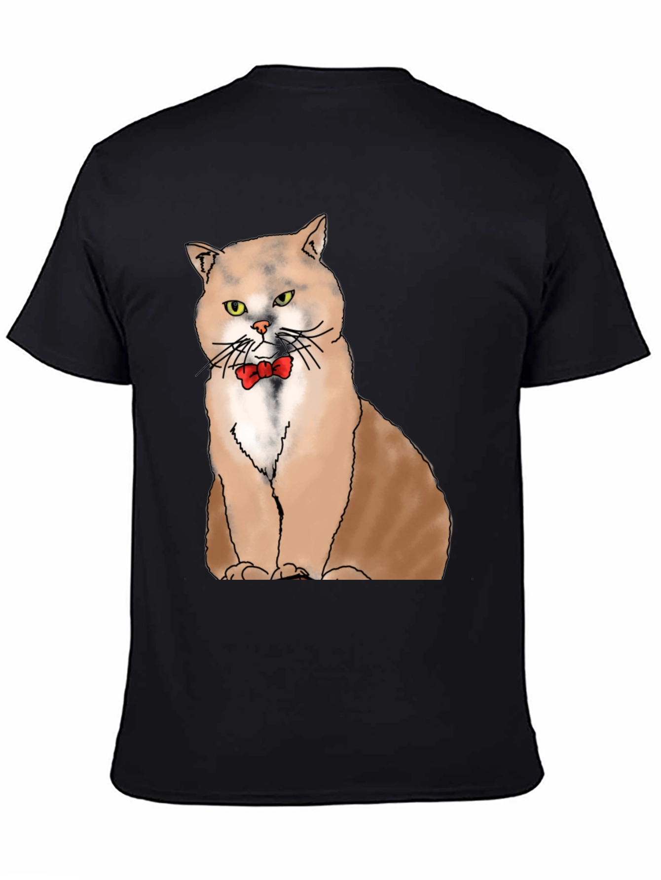 Black Cat with Bowtie Graphic T-Shirt - Black view 4