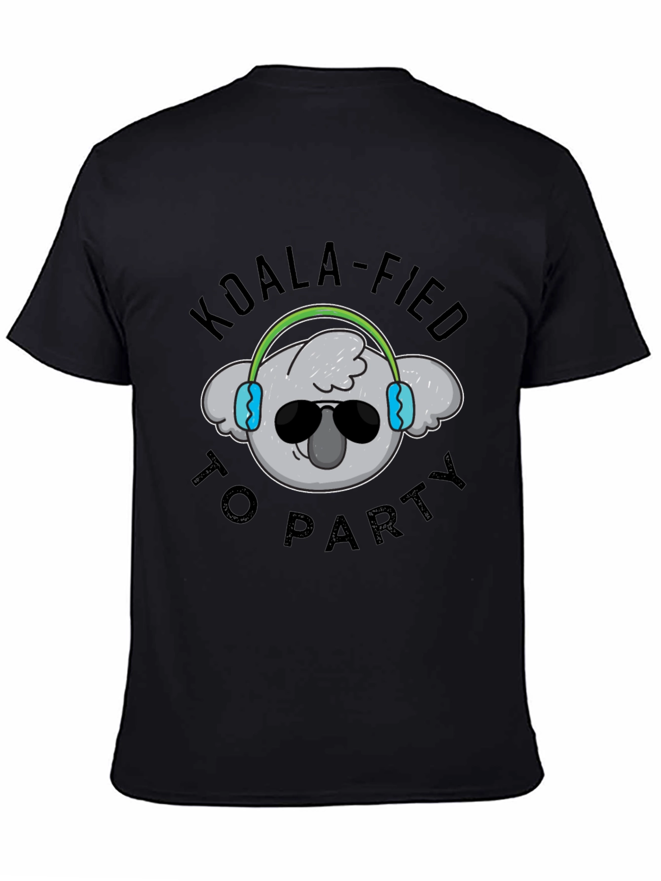 Black Koala-fied to Party Black T-Shirt view 4
