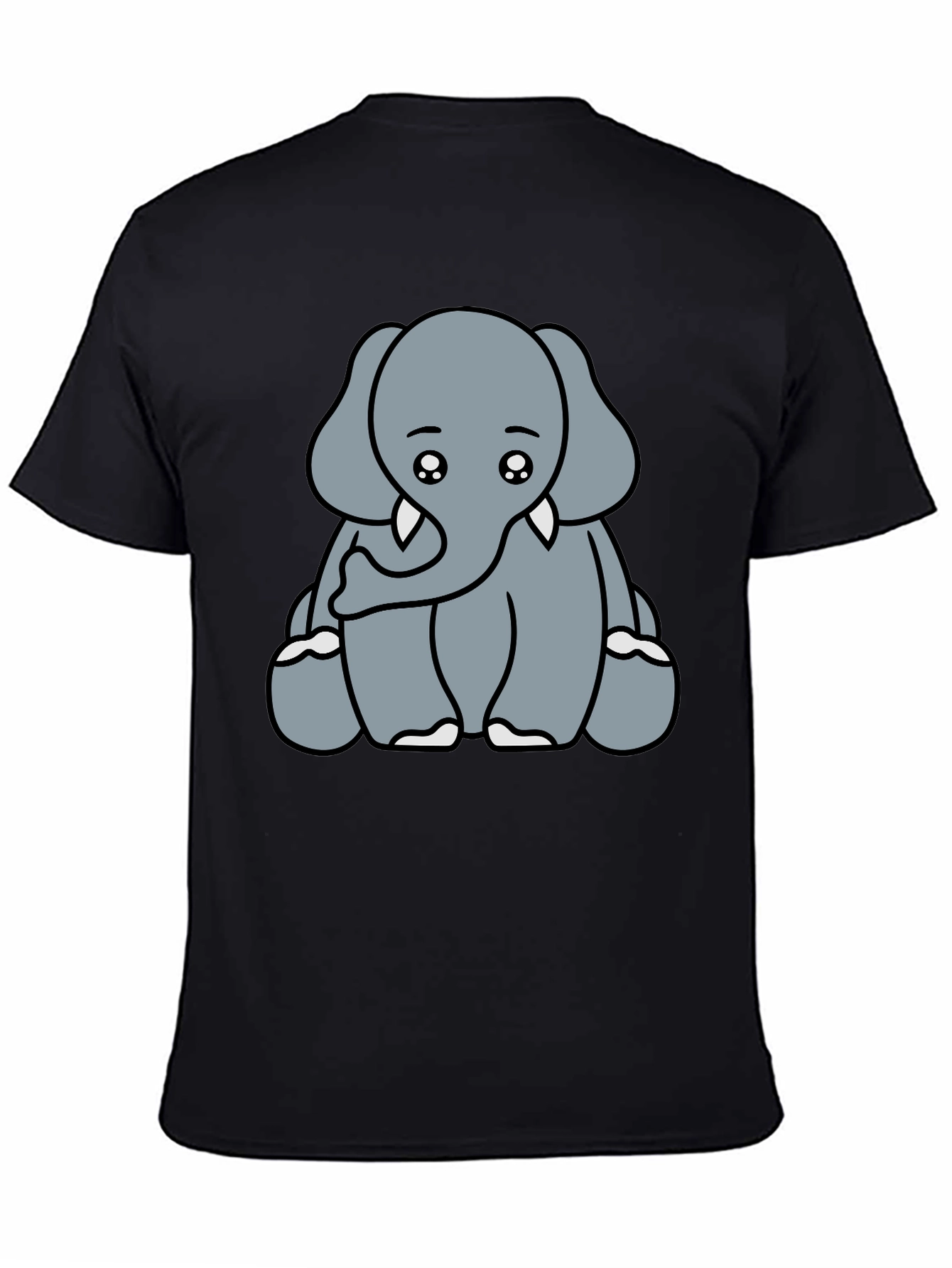 Black Cute Elephant Graphic Tee - Soft Cotton Blend view 4