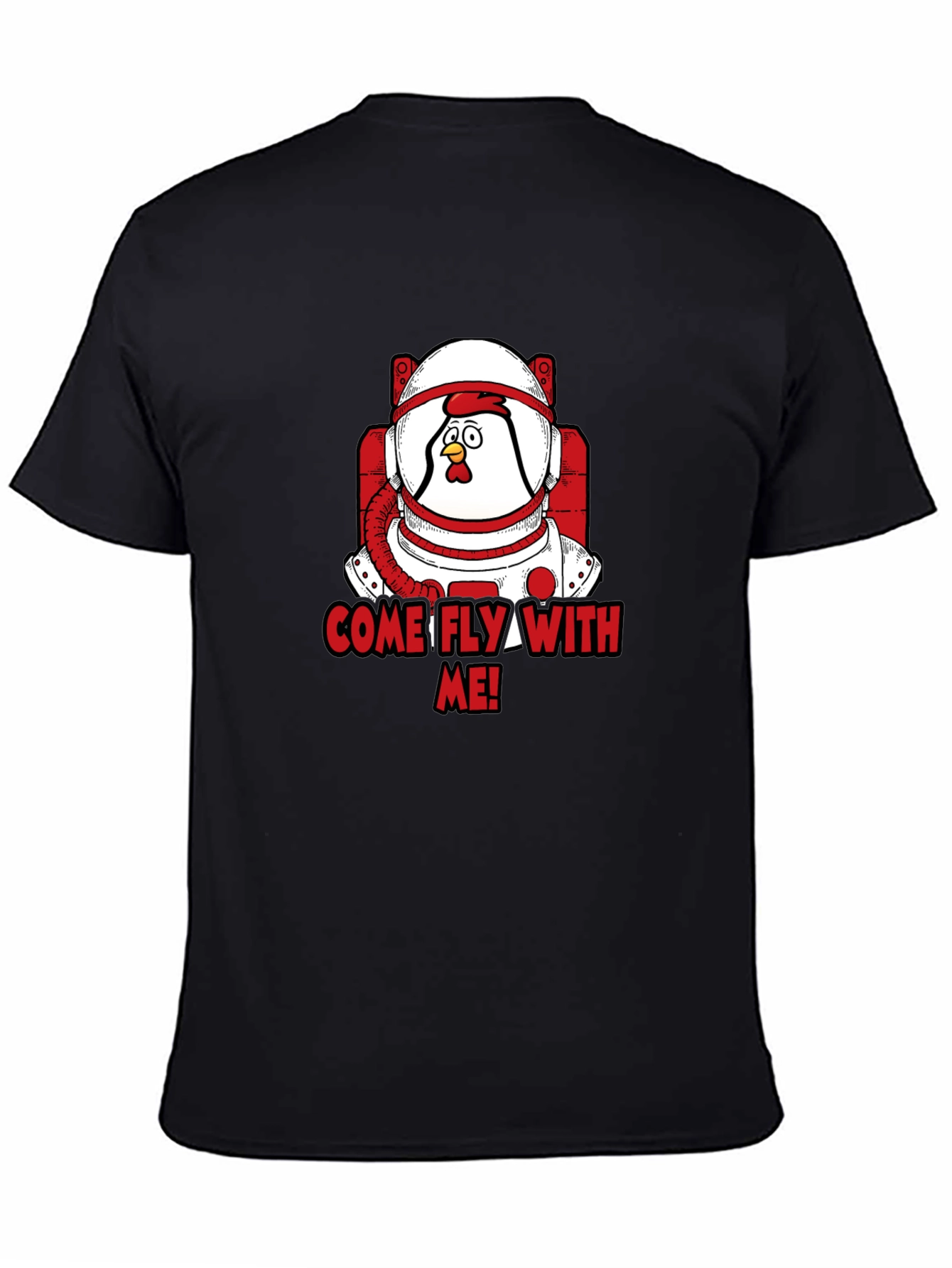 Black Astronaut Chicken T-Shirt - Come Fly With Me! view 4