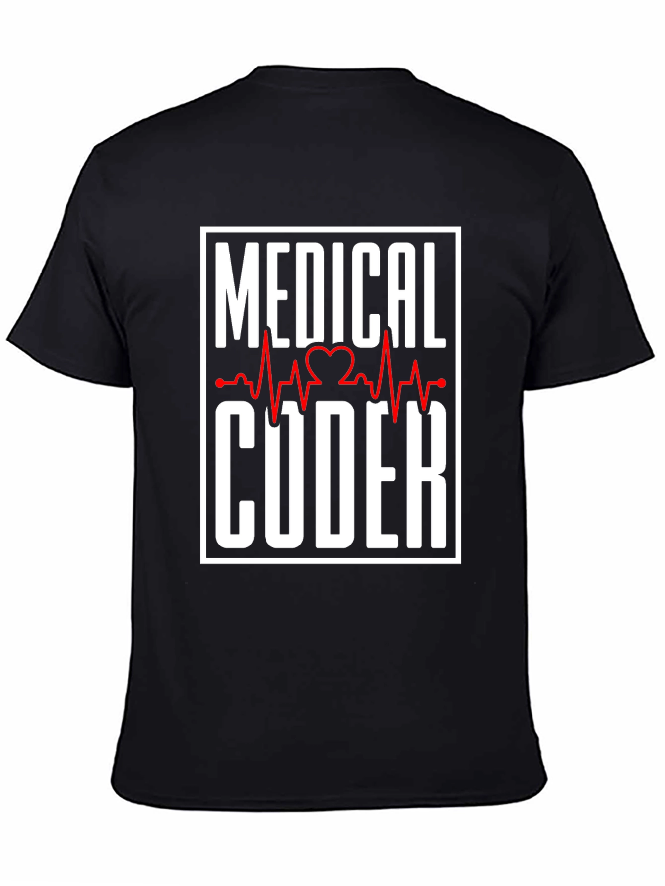 Black Medical Coder Heartbeat Graphic T-Shirt view 4